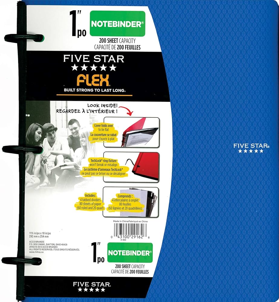 B&N ハン 5-STAR Five Star Flex NoteBinder, 10.75” x 11.5” Size, Includes 2