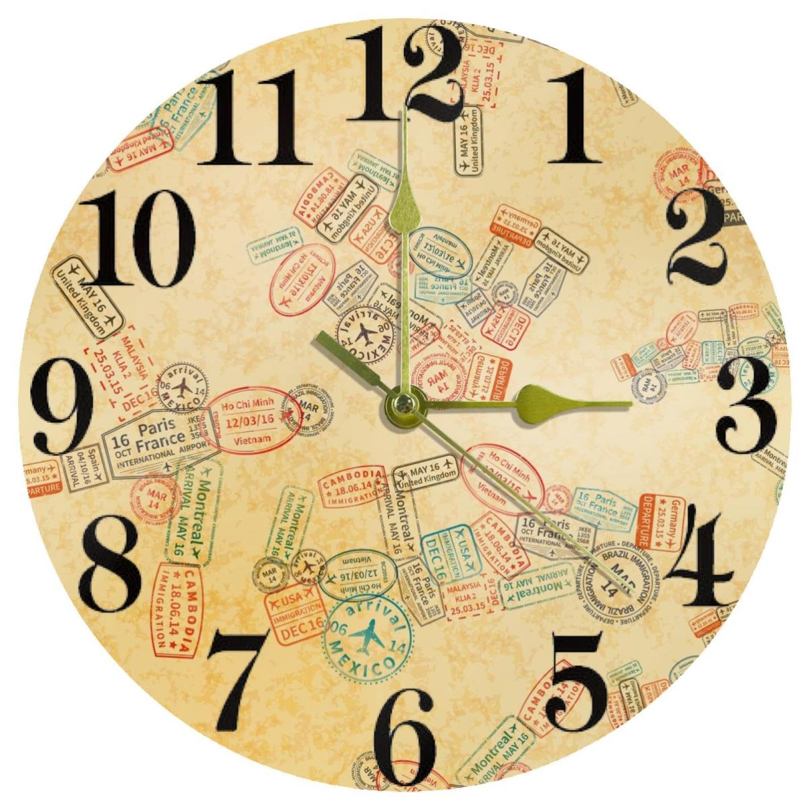Horloge murale ronde avion et train, idée cadeau idéale pour enfant