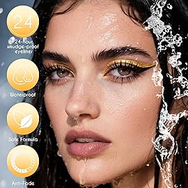 docolor Eyeliner, 2PCS Gold Liquid Eyeliner Waterproof Eye Liner Pen Super Slim Precise All Day Gold Eye Pencils Professional Makeup Liquid Eye Liner Pencil for Women