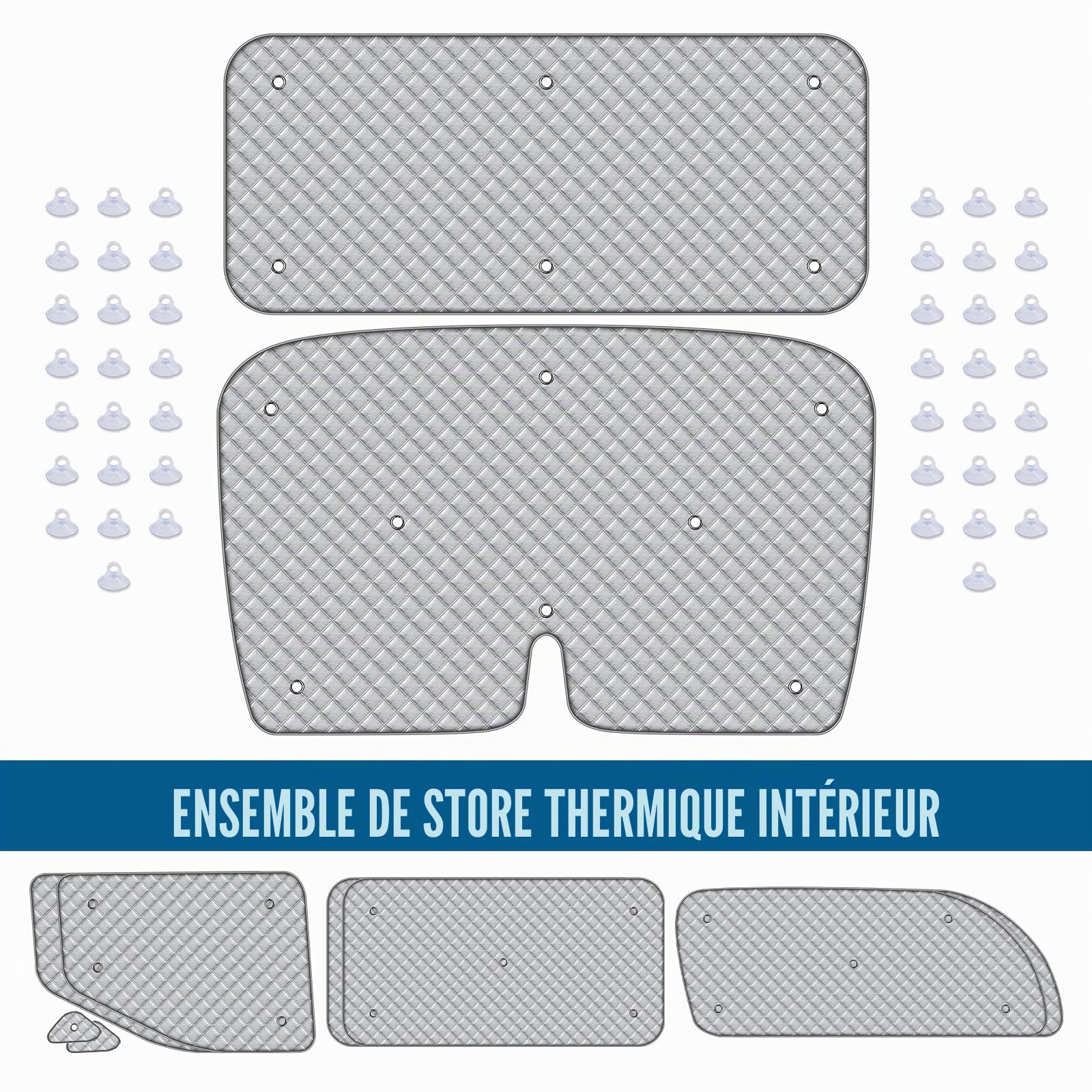 MaxAwe Lot de 10 tapis thermiques compatibles avec VITO II W639/Viano 2003-2014 LWB L2, pare-soleil intérieur de voiture, ensemble de stores thermiques, occultant, protection solaire