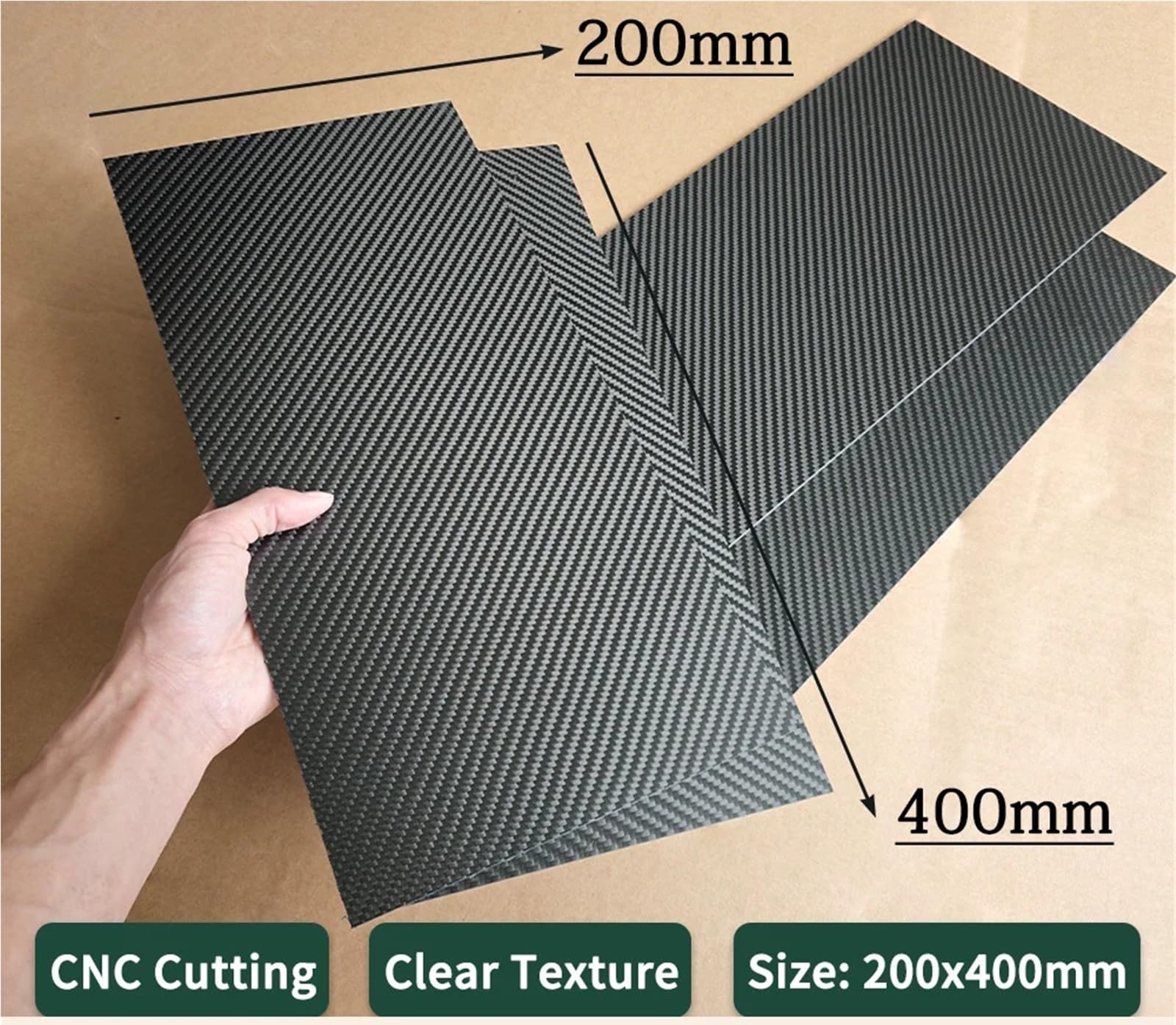 płyty z włókna węglowego, 1 sztuka 3K Twill matowy arkusz płyty z włókna węglowego 200x400mm 0,5-6,0mm(0.5mm Twill Matte)