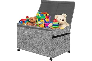 VERONLY Kids Toy Box on Wheels | Foldable Storage Bins - Gray
