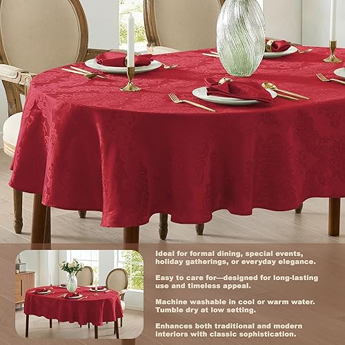 Vista 136 de Newbridge Barcelona - Manteles de tela de damasco, no planchables, antimanchas Borgoña