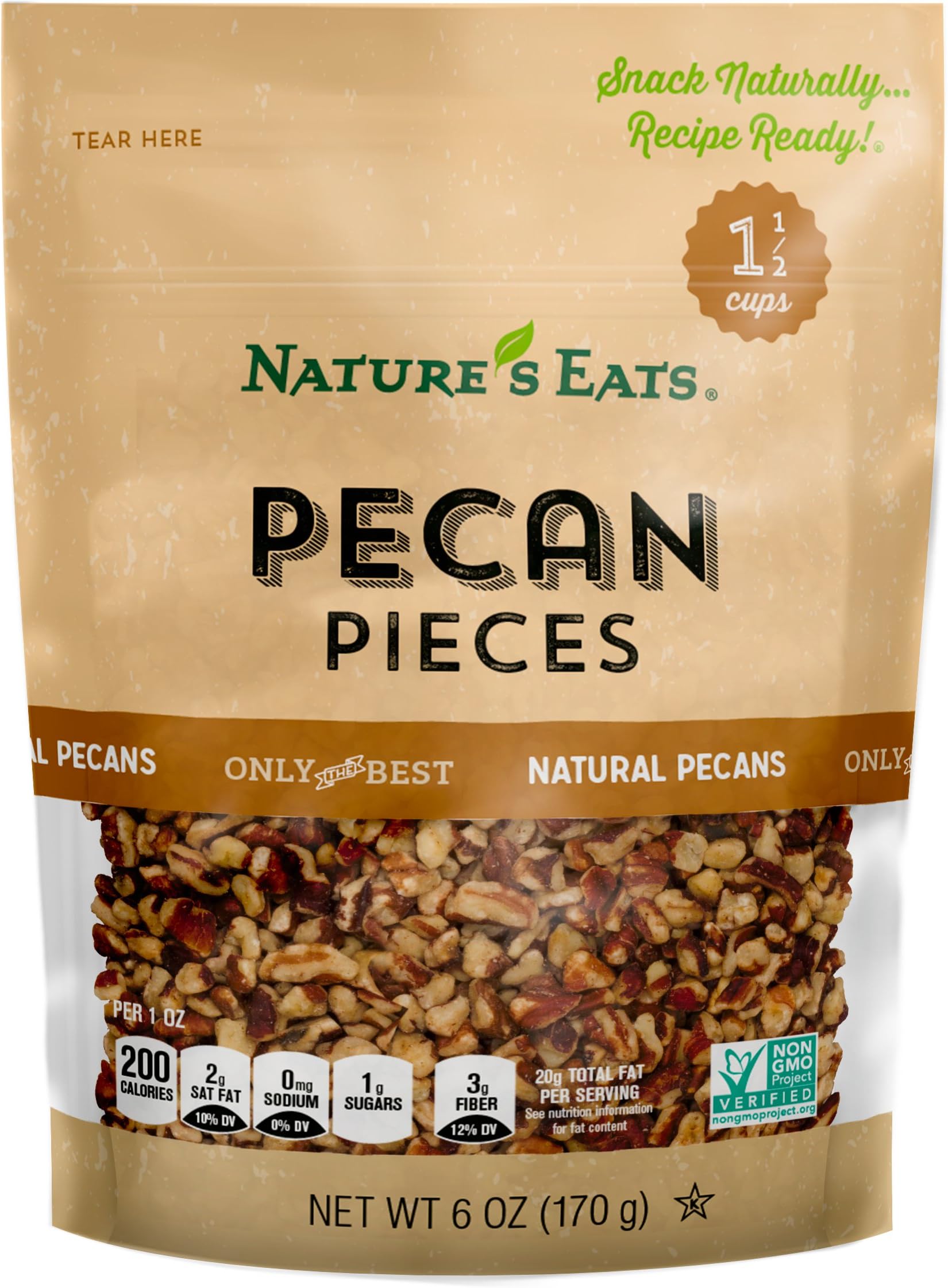Nature's Eats Pecan Pieces, 6 Ounce