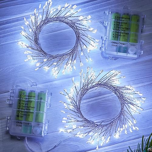 100 guirnaldas de luces LED de 32 pies de tipo luciérnaga, luces estrelladas impermeables en alambre de cobre recubierto de plata, perfecto para
