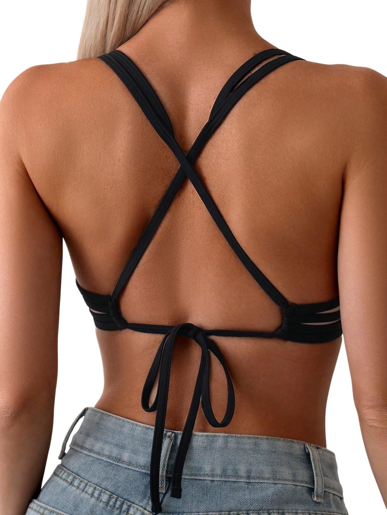 GORGLITTER Damen Bikini Oberteil Push Up Neckholder Bikini Top Bikini-Oberteil mit Bügel Swimm Oberteil Sommerstrand Bikini