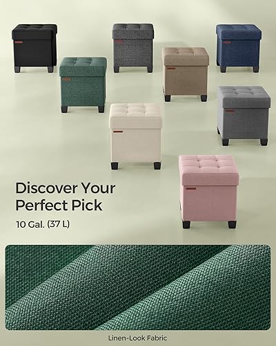 Miniatura 28 de SONGMICS Otomana de almacenamiento de cubo de 15 pulgadas, banco de dormitorio con almacenamiento, taburete de pie con pies, soporta hasta 660