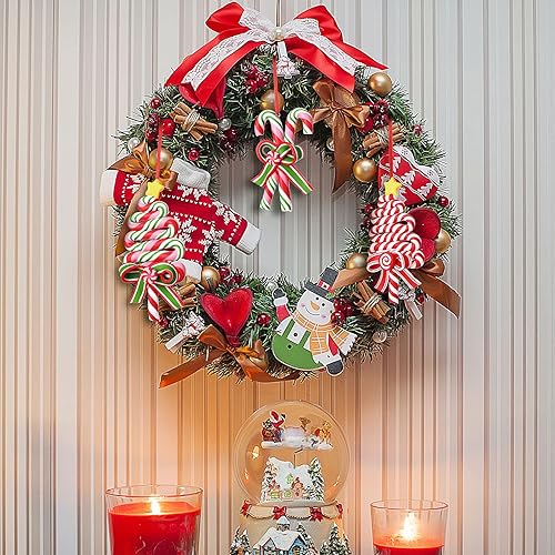 Miniatura 5 de Blulu 6 adornos de bastón de caramelo para árbol de Navidad, adornos de piruleta de menta, decoración colgante de árbol de Navidad, colgantes de