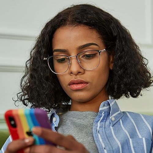 Miniatura 7 de GUDVUE Lentes de luz azul, para computadora/juegos/TV/teléfonos para mujeres/hombres, antirreflejos/UV400/fatiga ocular, oro rosa