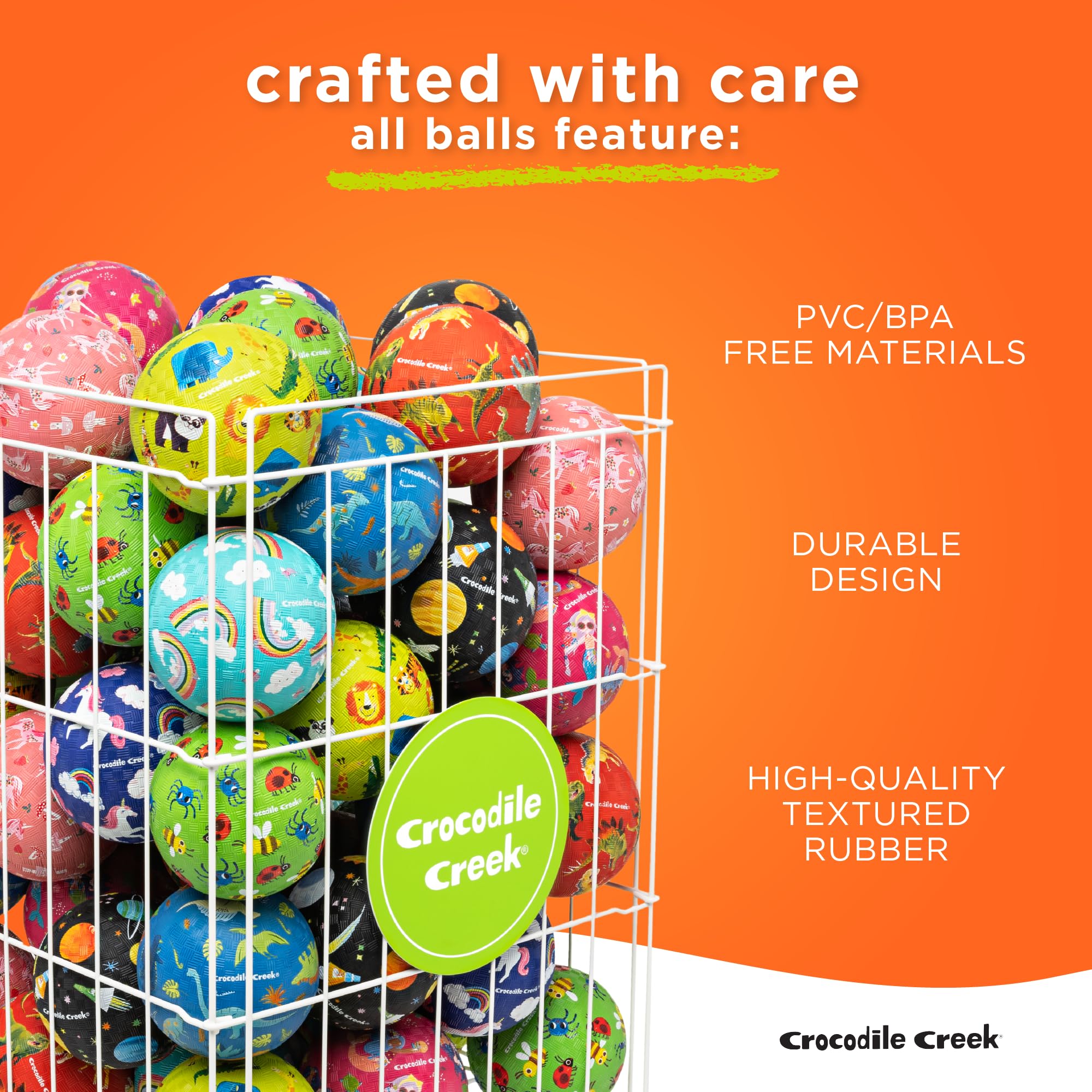 Crocodile Creek Rubber Playground Ball, Ships Inflated, PVC-Free, Durable Design for Outdoor Games and Active Ball Sports, for Kids Ages 3 Years and Up, 5'/7 Size,