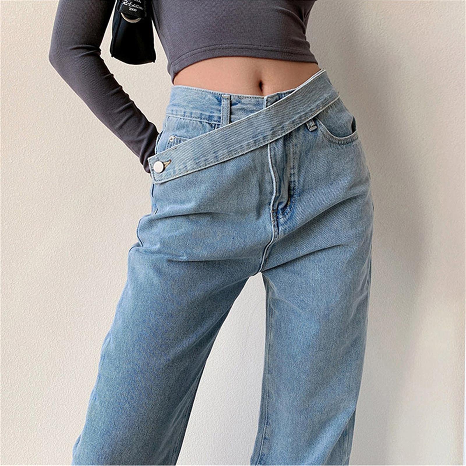 UKKO Jeans da Donna Pantaloni A Gamba da Donna Mamma Black Blue Jeans Blue Jeans Pantaloni Donna in Vita Alta