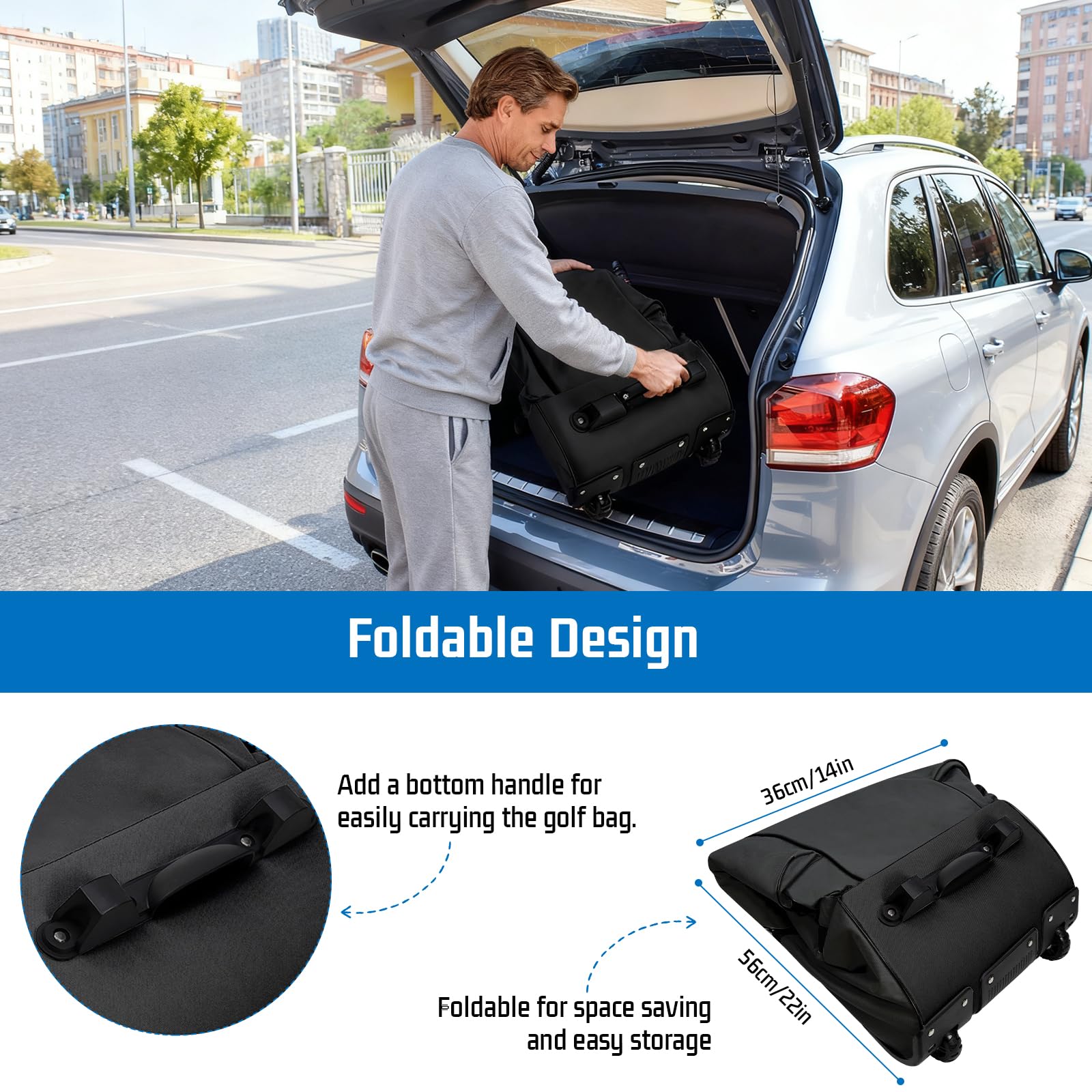 Fundas de Viaje para Golf con Ruedas, Estuche de Vuelo, Tela Oxford 900D Impermeable