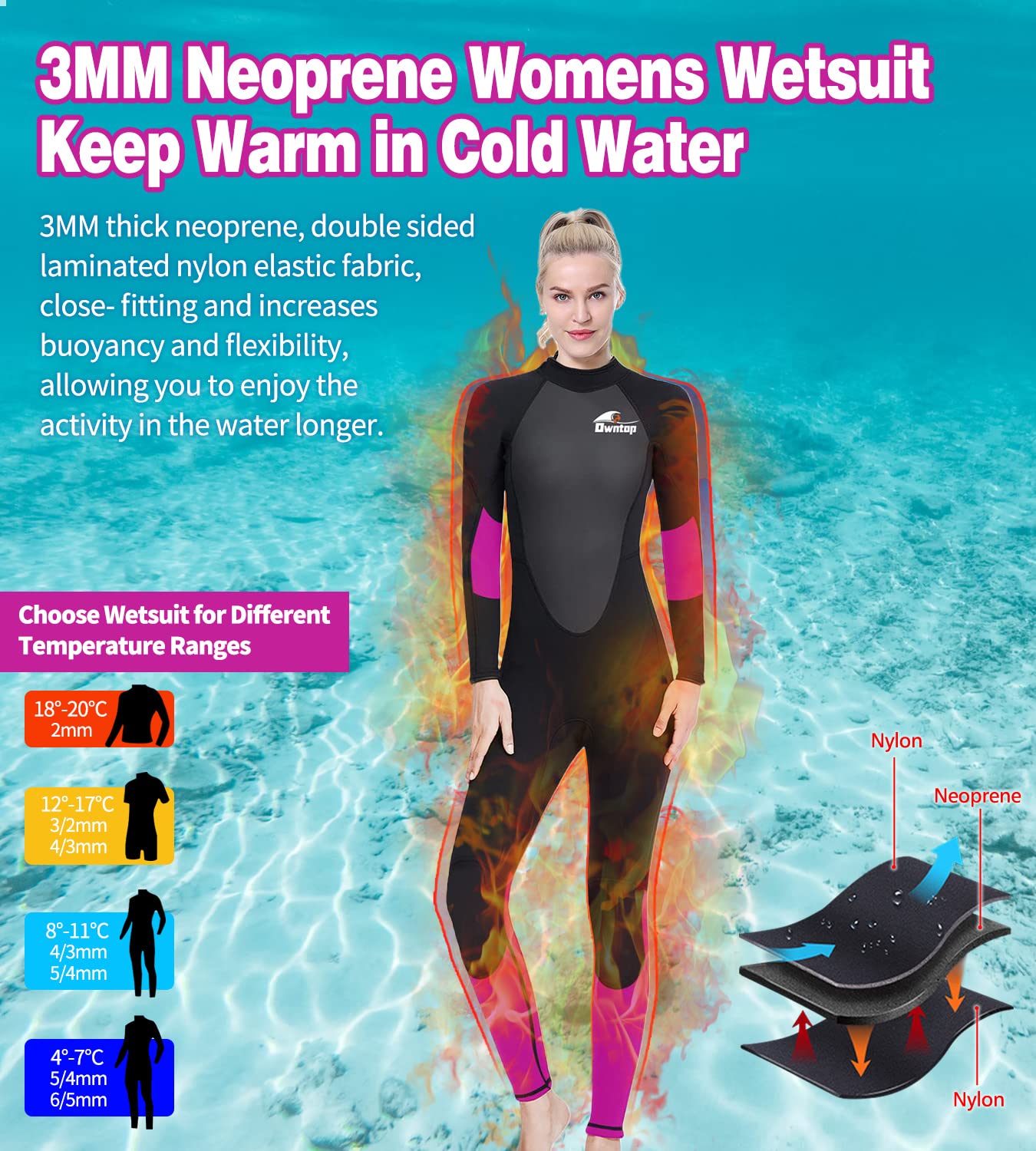 ウェットスーツ フルスーツ レディース 3mm ストレッチ ネオプレン素材 Amazon | レディース ウェットスーツ フルスーツ 3mm ストレッチ