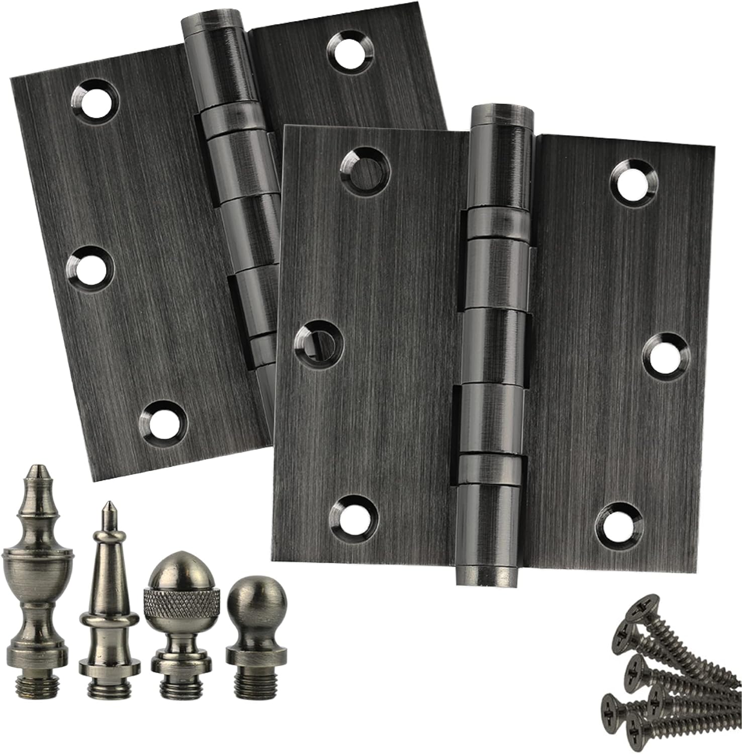 Embassy Solid Brass Door Hinges 3.5 x 3.5 Inch, Heavy Duty, Pewter