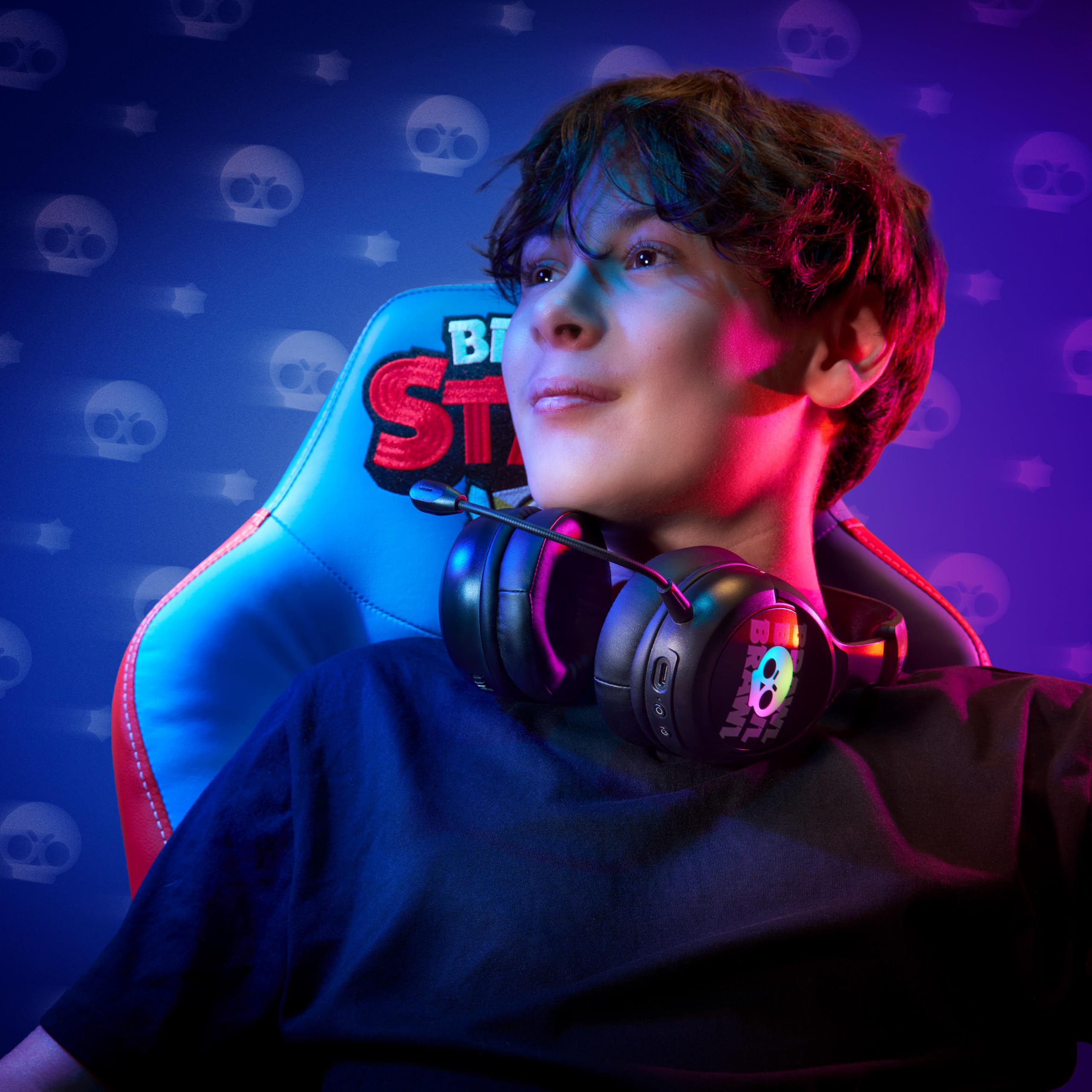 SUBSONIC - Sedia da Gioco Brawl Stars El Primo per Bambini e Ragazzi - Poltrona da Ufficio Ergonomica con Dchiuma ad Alta Densità, Meccanismo Basculante e Comodi Braccioli - Altezza Regolabile - Blu