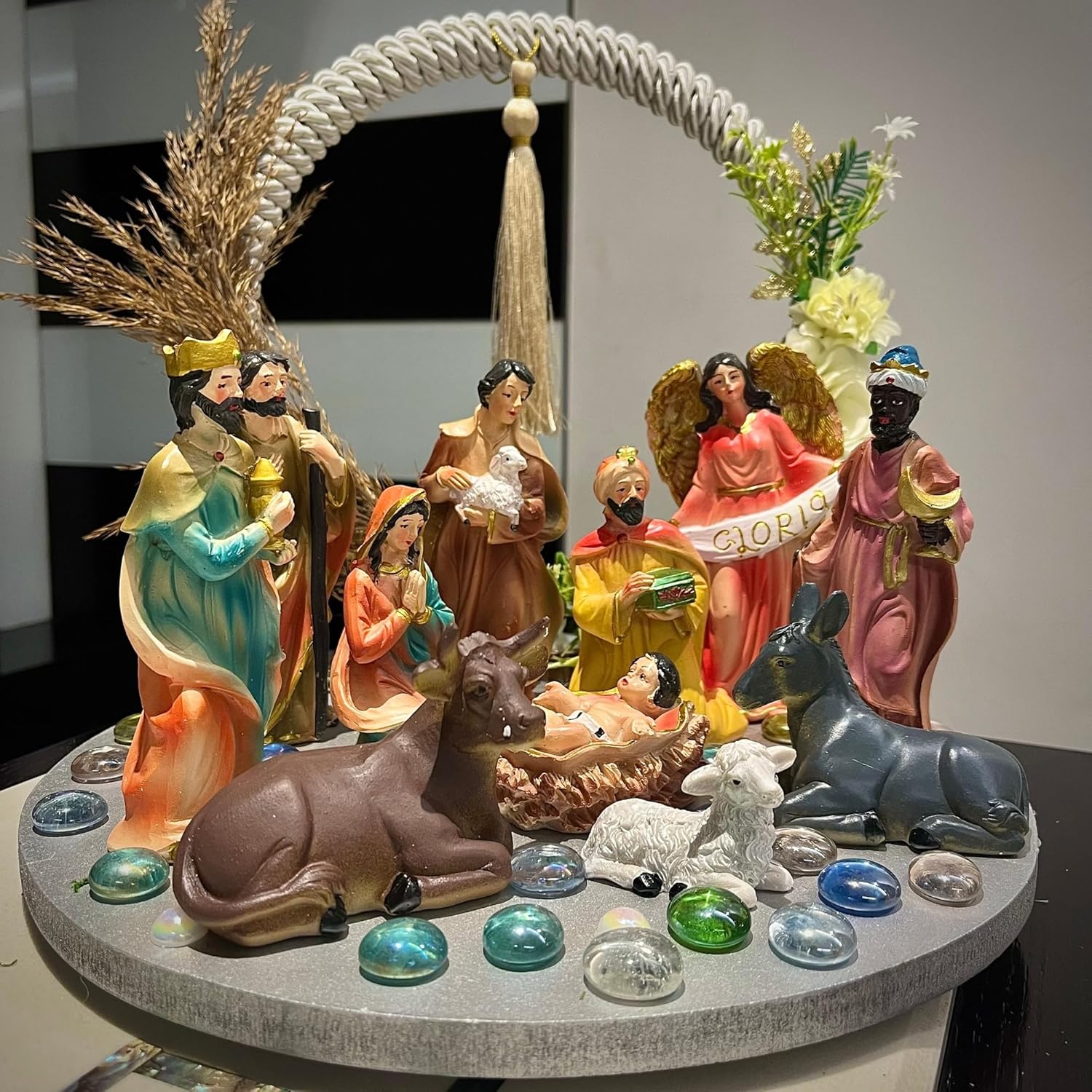 Buy Wallzy Set of 11 christmas crib set statues big size, 56 inch