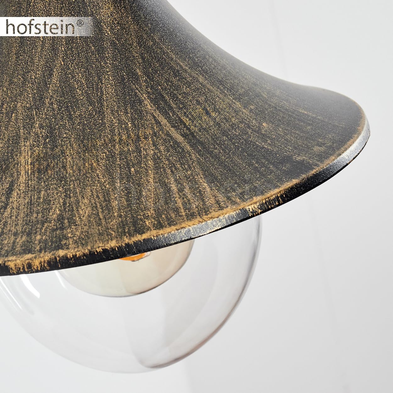 HOFSTEIN Außenwandleuchte Elgin, Außenwandlampe aus Metall/Kunststoff in Braun-Gold/Klar, Wandleuchte Down außen im Landhaus/Retro/Vintage-Stil, E27, IP44, Hof, Eingangsbereich, Terrasse, Haustür