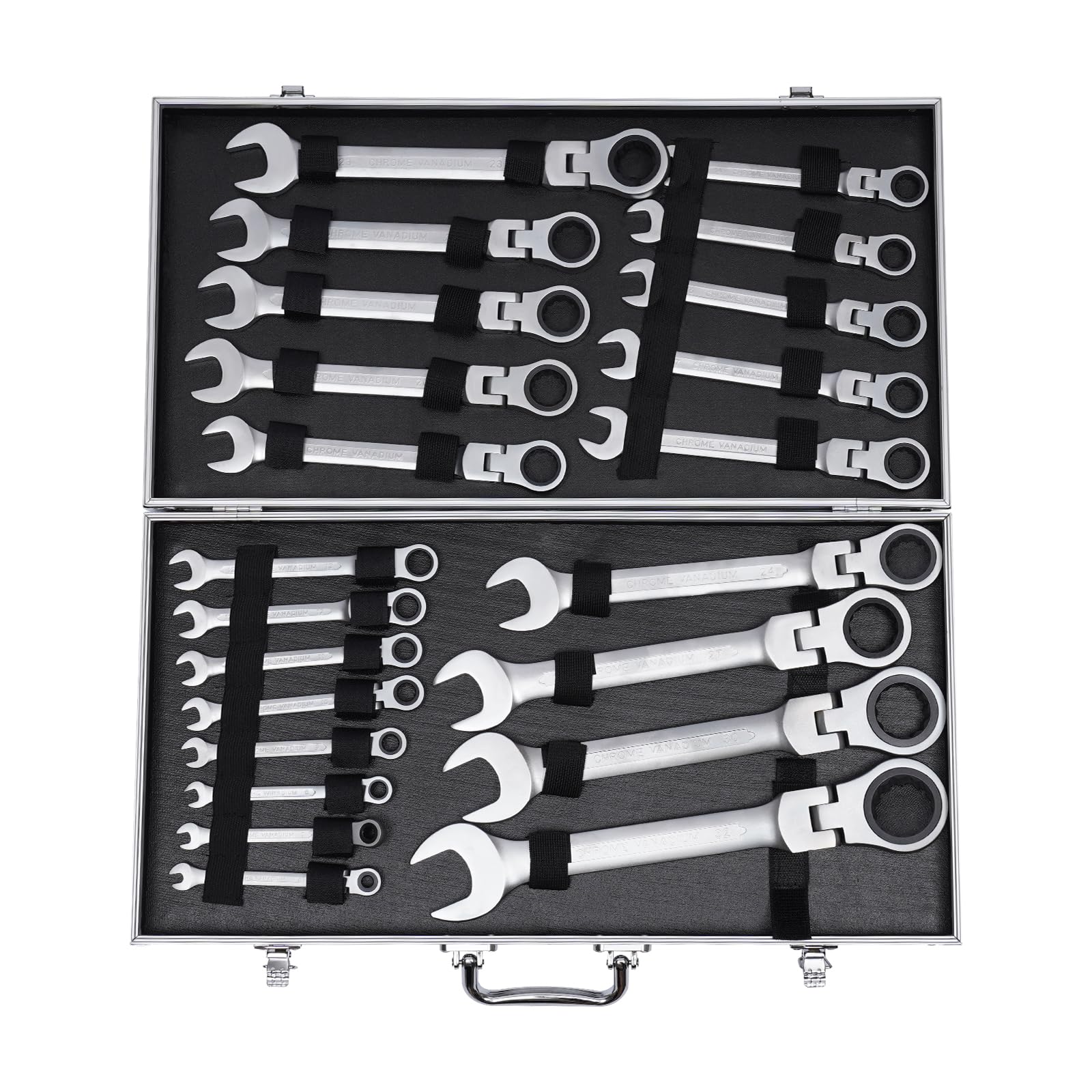 Set di chiavi a cricchetto snodato, set di attrezzi a cricchetto, con testa mobile, impugnatura ergonomica 6-32 mm