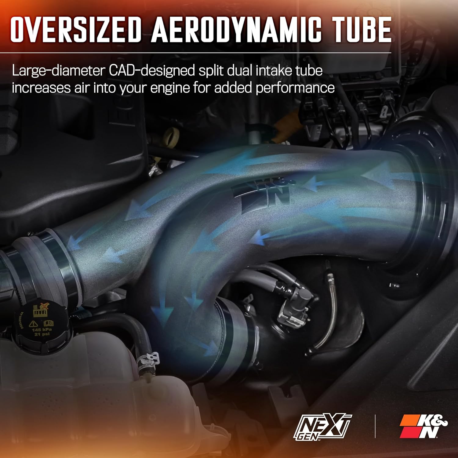 K&N NextGen Cold Air Intake System: High-Flow Cotton Filter: Compatible with 2021-2025 FORD F150; F150 Raptor; 50-2617