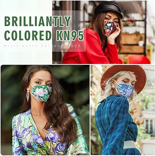 Miniatura 4 de AHOTOP Mascarillas KN95, paquete de 50 unidades, desechables empaquetadas individualmente con cintas elásticas para las orejas, coloridas máscaras
