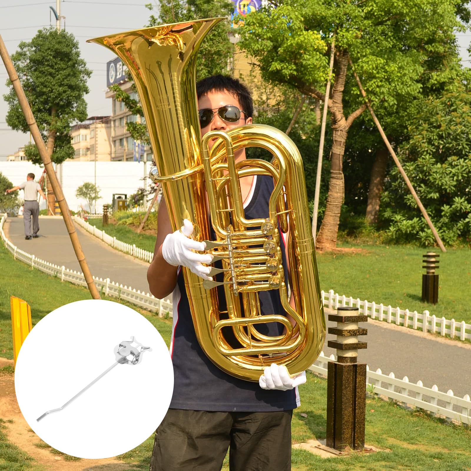 Clip Partition Lyre Pour Tuba Marching - Métal Plaqué, Doré/Argenté, Stable Et Léger