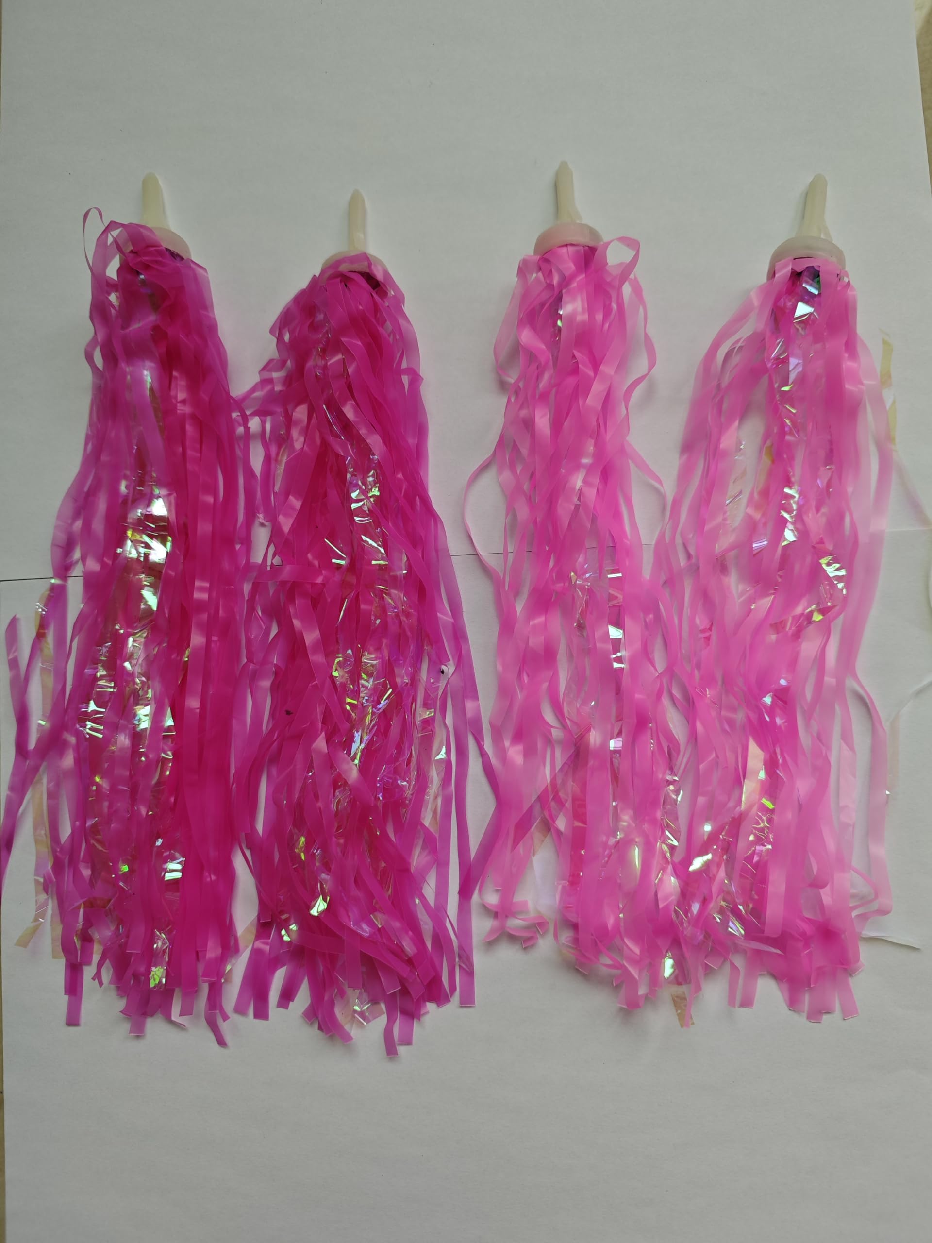 6 pares de serpentinas para manillar de bicicleta, borlas, manillar de bicicleta, scooter, empuñaduras de bicicleta, cinta brillante con borlas, accesorios para niñas y niños (azul, rosa, morado) 2