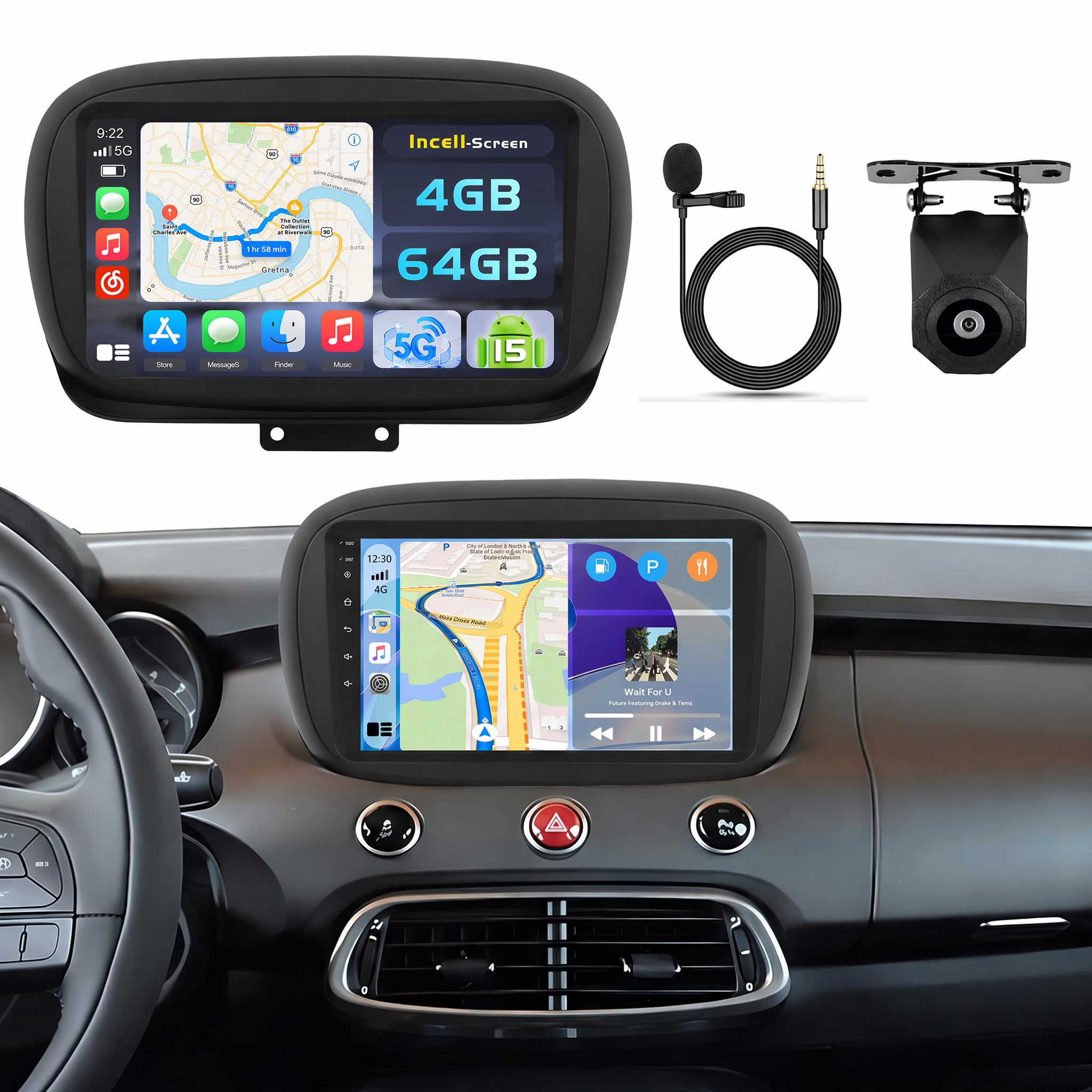 Fiat 500x radio samochodowe Fiat 500x radio samochodowe Fiat 500x Fiat 500x 2014 2015 2016 2017 2018 2019 2020 9-calowy ekran Fiat 500x nawigacja samochodowa Fiat 500x carplay Fiat 500x radio samochod
