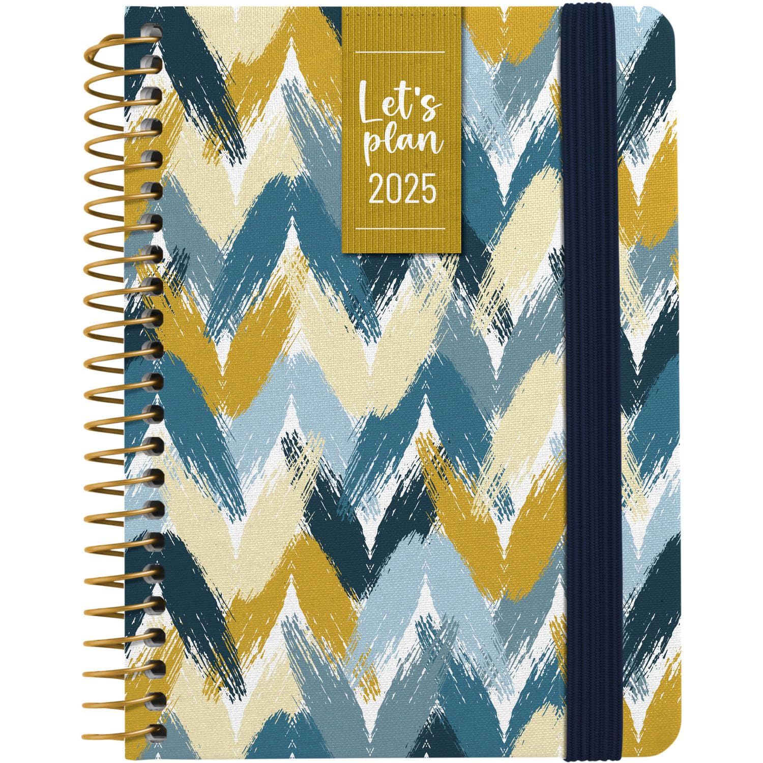 Grafoplas | Agenda 2025 Week View a6 | Design Trixie Model | Spanish | Spiral | Hard Cover Lined Fabric | Elastic Closure | January to December | Includes Stickers Icons and Messages | FSC