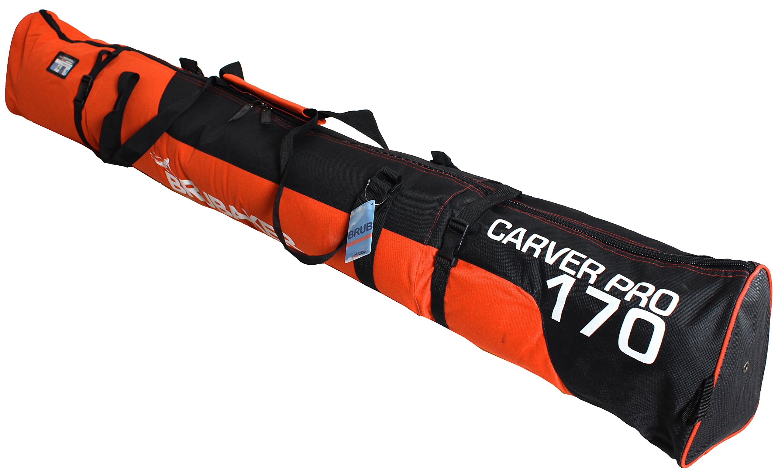 BRUBAKER 'Carver Pro 2.0' Padded Ski Bag Orange Black White 170 cm / 66 7/8" — image 1