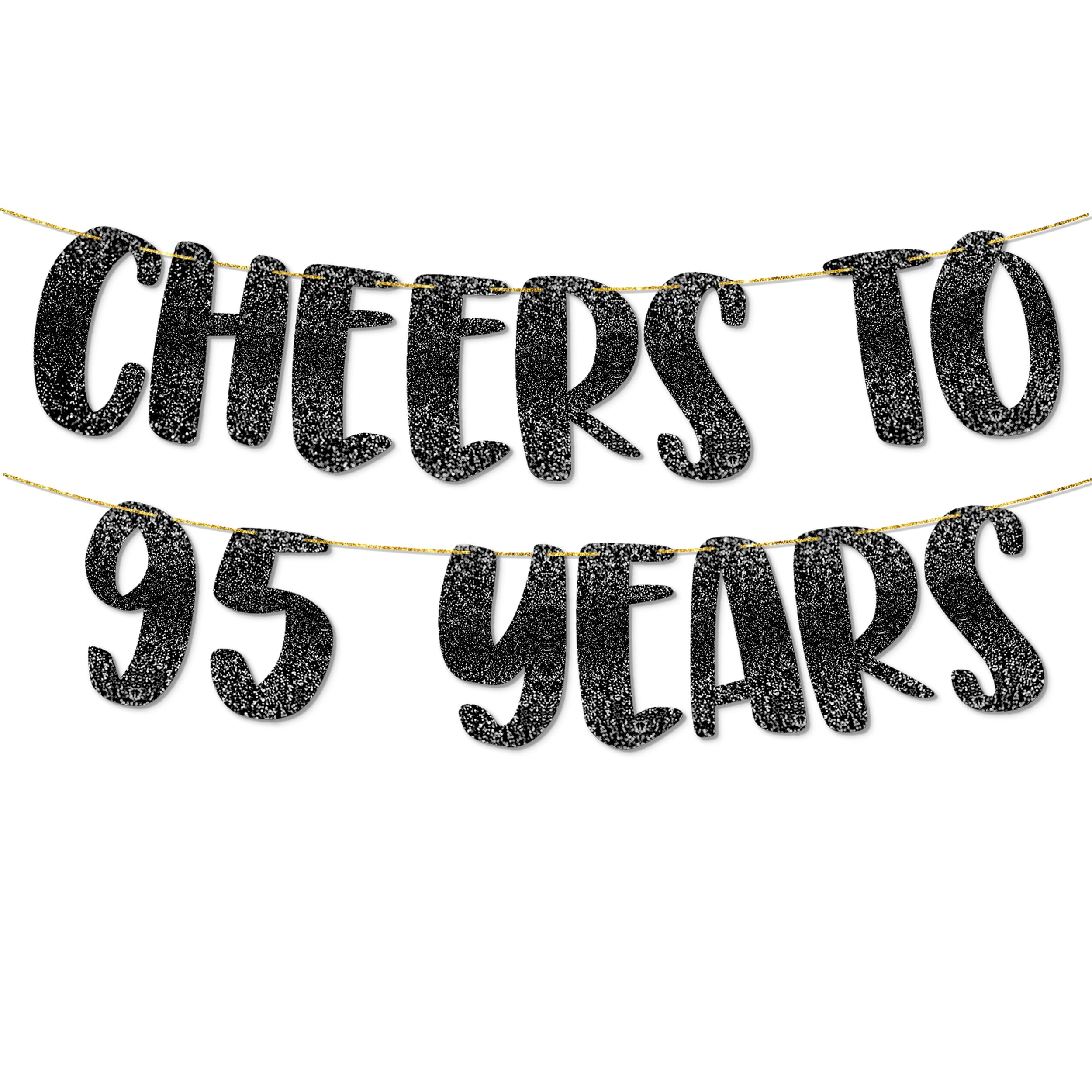TOYVENTURES Cheers Black Glitter Banner (Black - 95 Years)