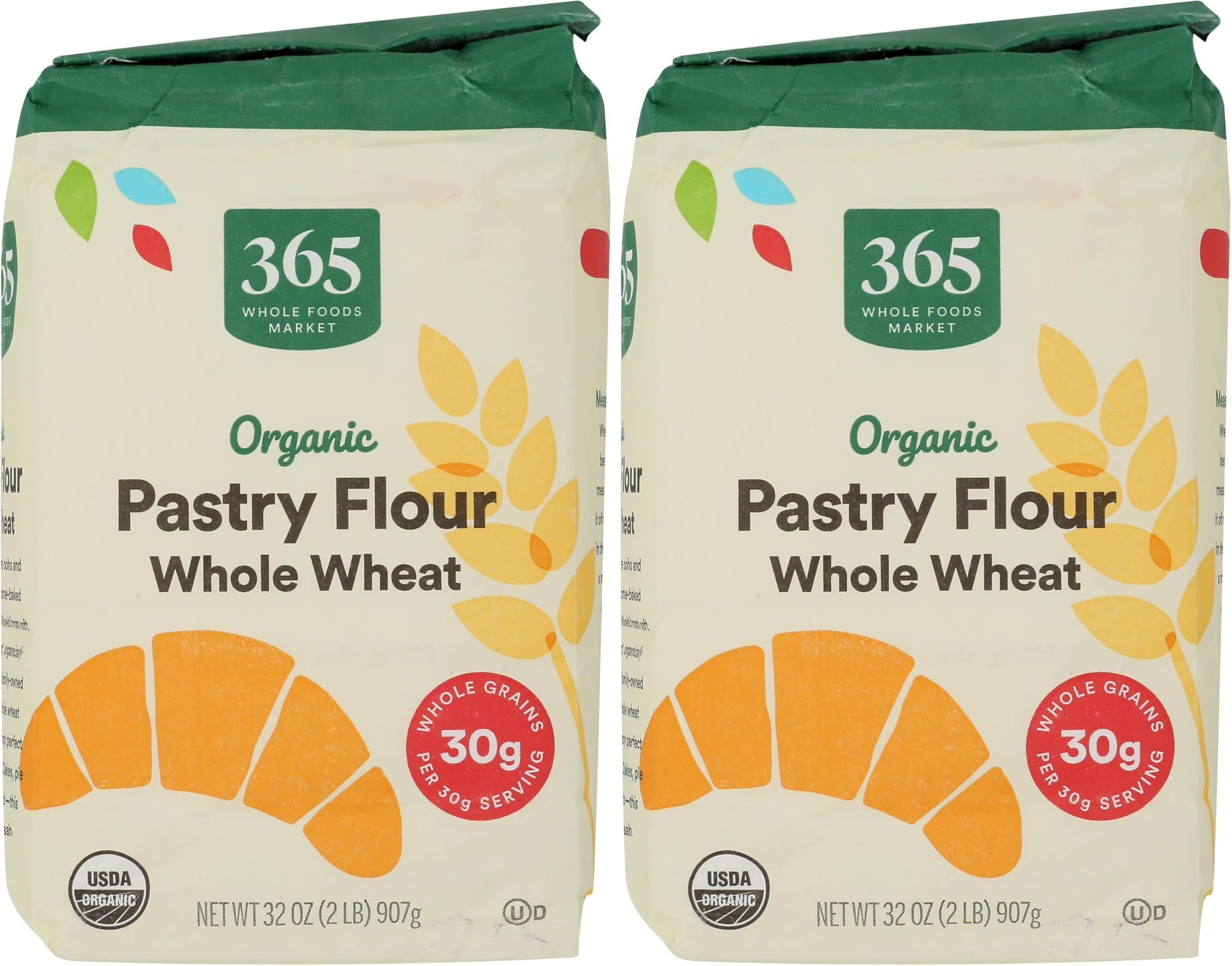 Flour 100 Percent Whole Wheat Pastry Organic, 32 Ounce (Pack of 2)