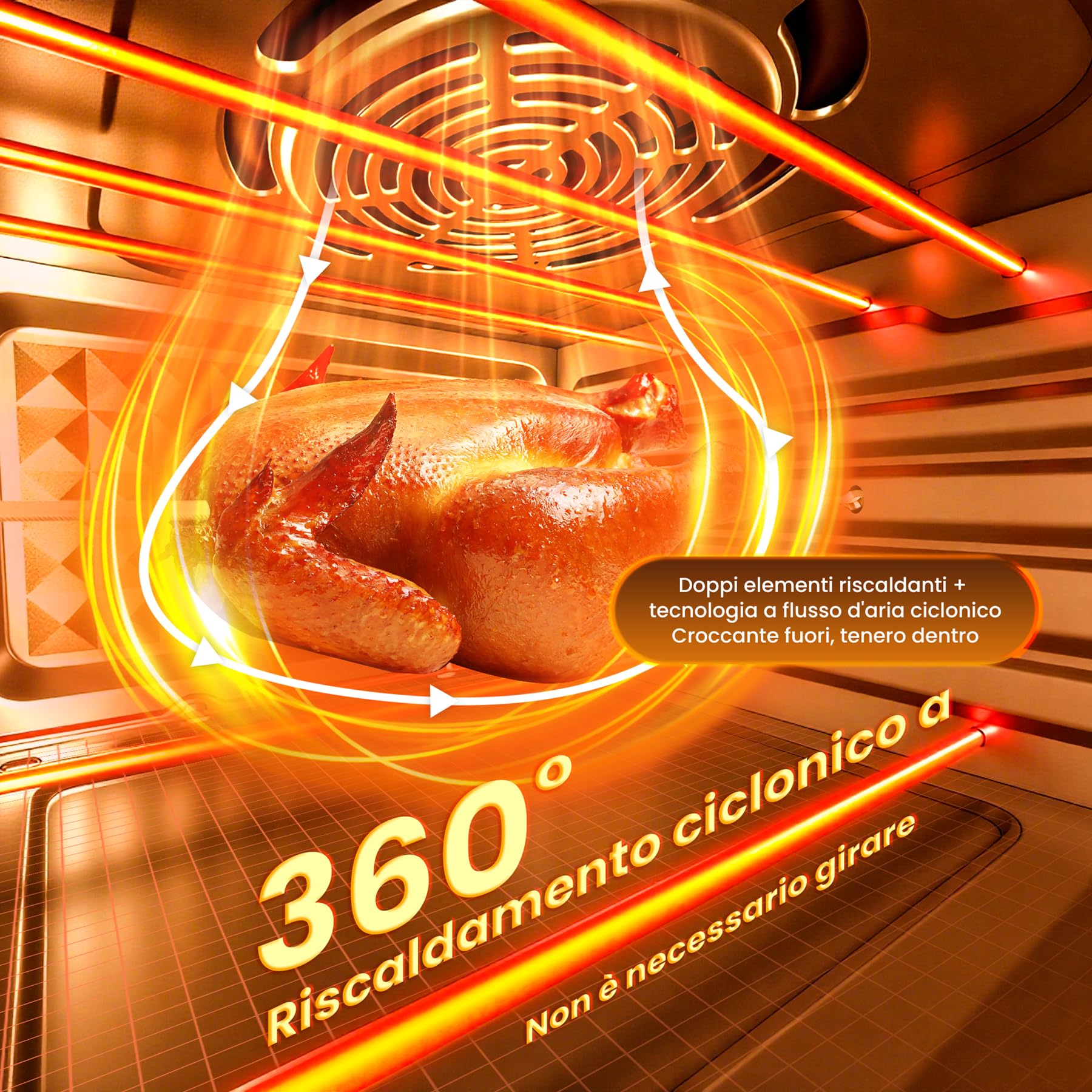 OIMIS Friggitrice ad Aria Calda, Forno multifunzione ad aria 30L, 21 in 1 Forno Elettrico Airfryer timer e temperatura regolabili con 7 accessori Fornetto senza olio certificazione CE, Argento 1800w