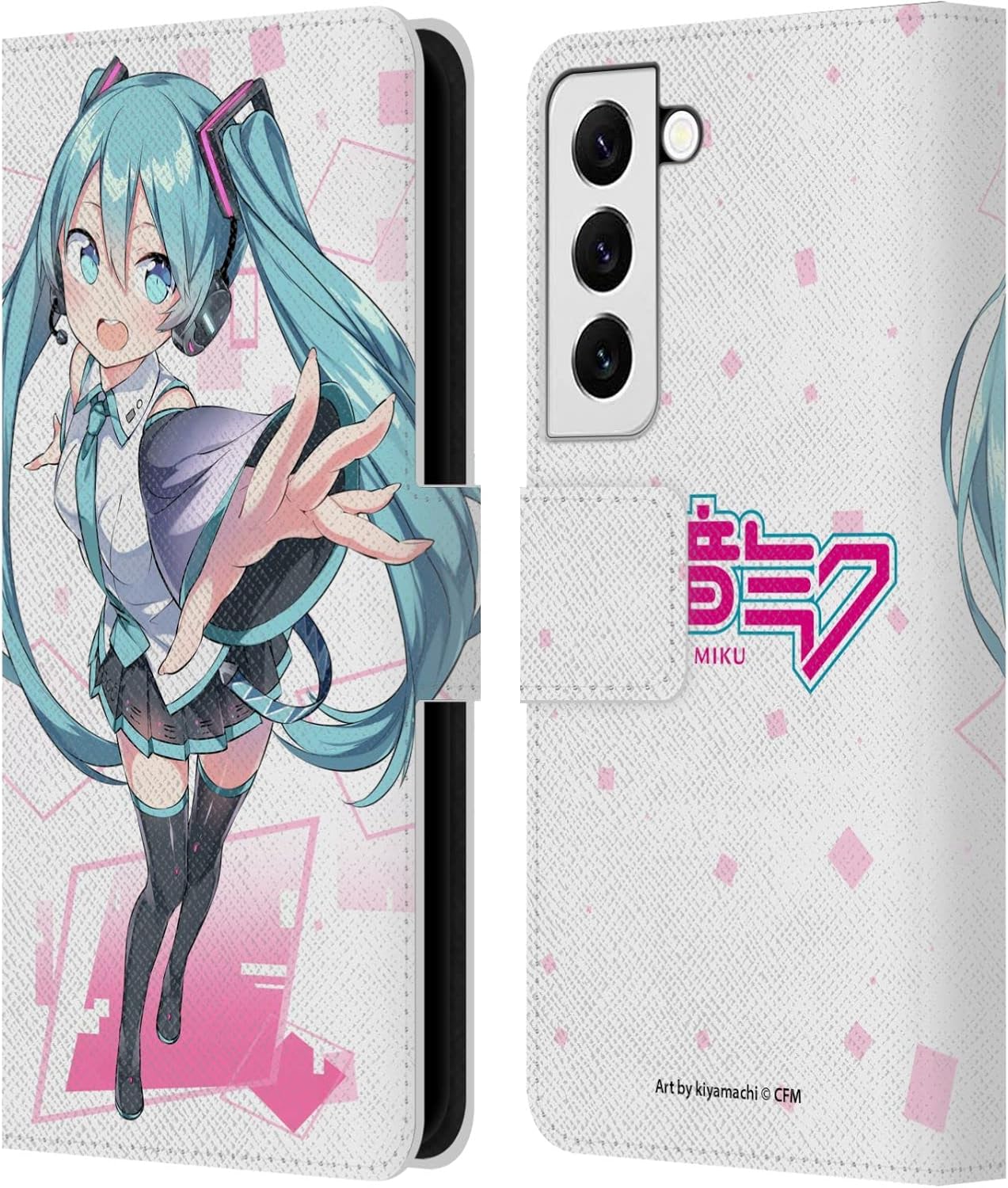 Head Case Designs Officially Licensed Hatsune Miku Pastels Graphics Leather Wallet Case Compatible with Samsung Galaxy S22 5G