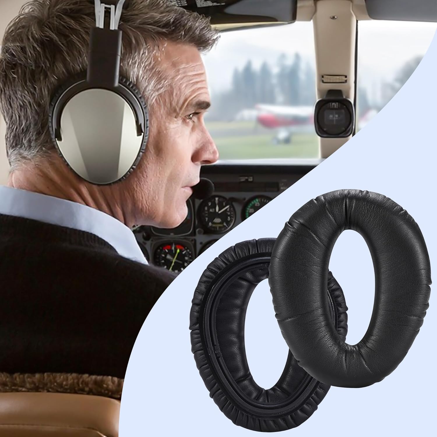Professional Replacement Ear Pads for Lightspeed Zulu, Zulu2, Zulu3, Zulu PFX, and Sierra Aviation Headsets – Earpads Cushions Featuring Softer Protein Leather and Noise-Isolating Foam
