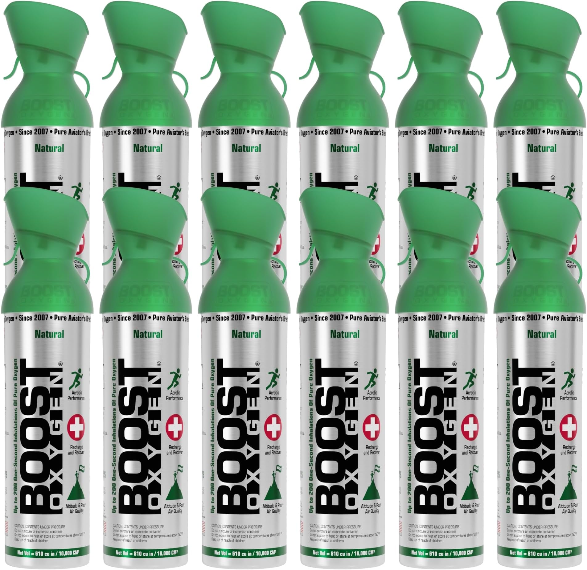 Boost Oxygen Large Natural 10L Canister | Respiratory Support for Aerobic Recovery, Altitude, Performance & Health (12 Pack)
