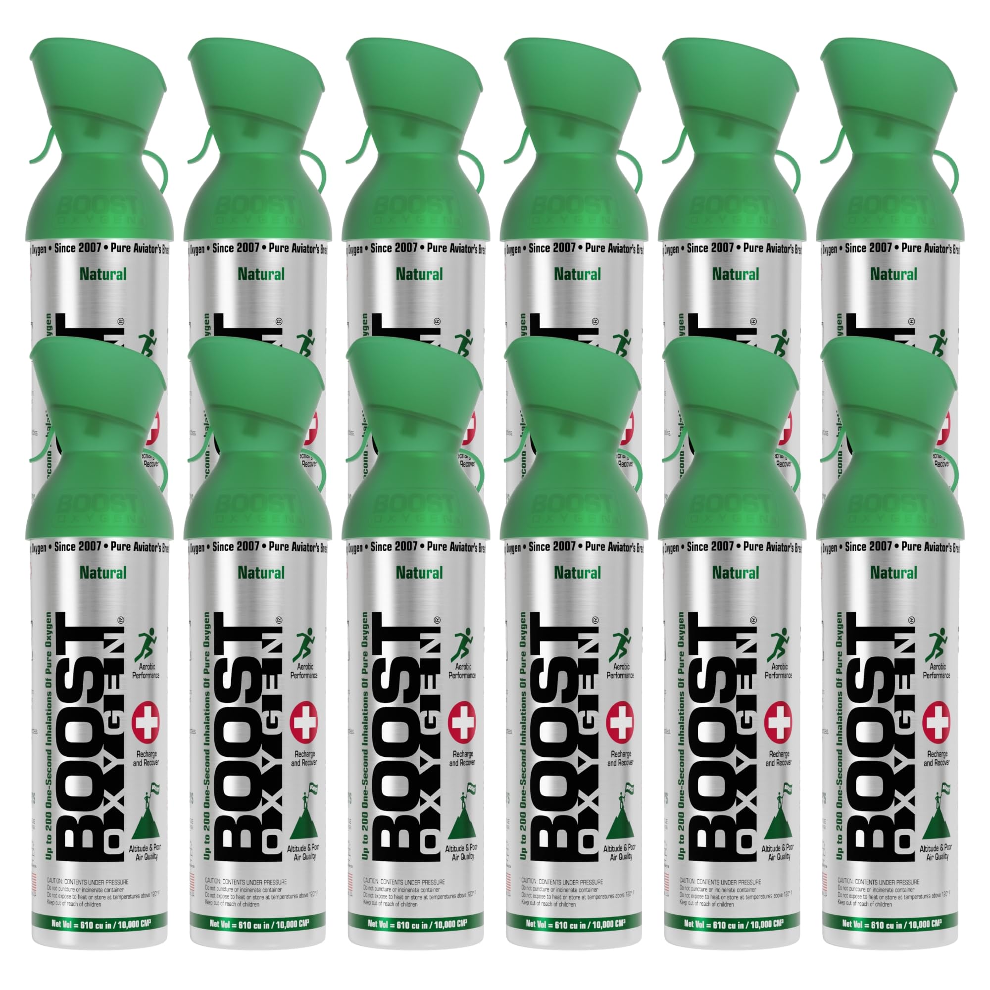 Boost Oxygen Large Natural 10L Canister | Respiratory Support for Aerobic Recovery, Altitude, Performance & Health (12 Pack)