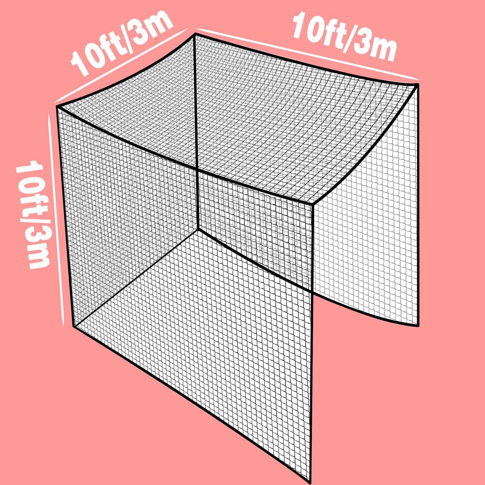 Jecarden Golf Batting Cage Netting 10 x 10 x 10ft Practice Net for Golf (Frame NOT Included) Training Net with Tie Ropes for Backyard Indoor Outdoor