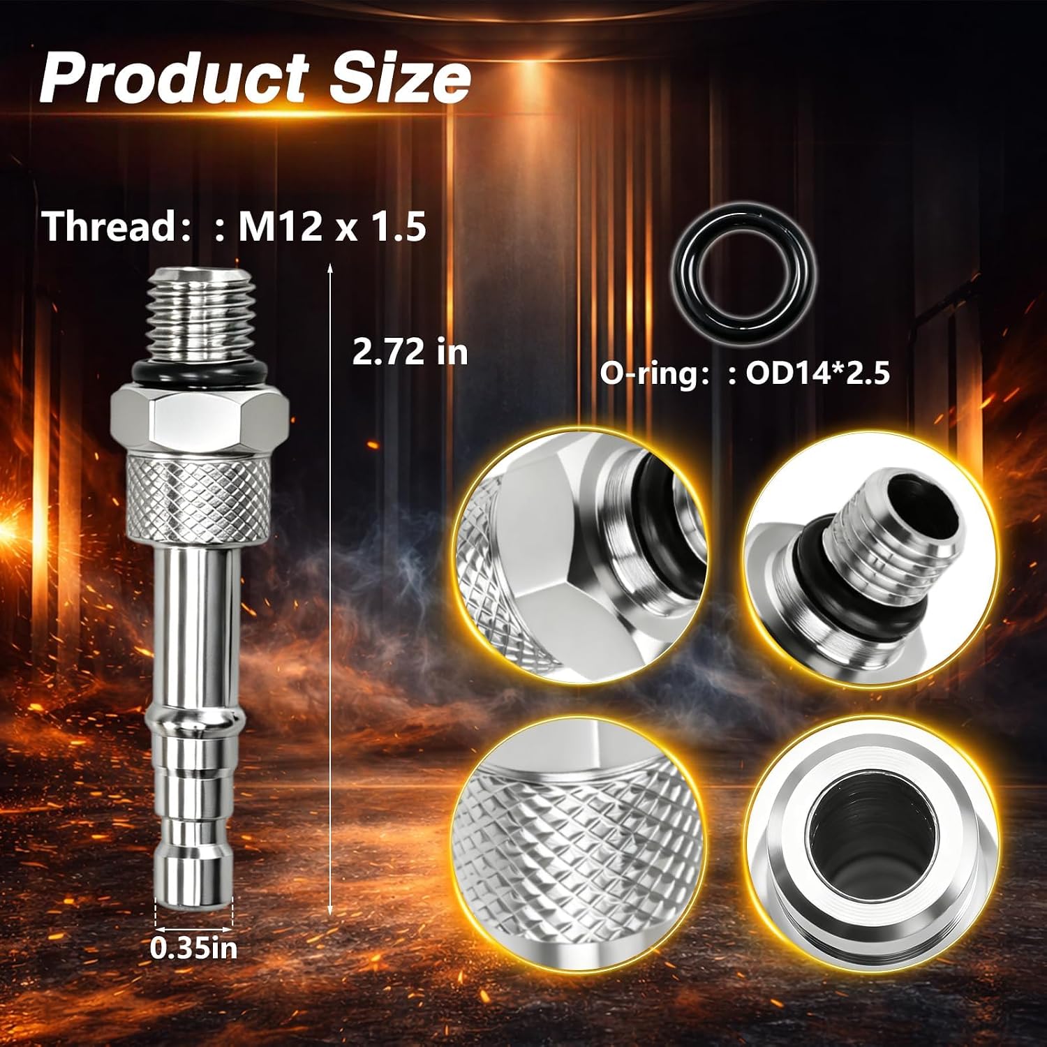 Transmission Fluid Fill Adapter Compatible with Mercedes Benz 722.9 7G-Tronic C300 E350 E550 ML350 GL450 S550, 304 Stainless Steel, with O-Ring X2