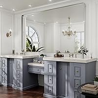 Vista 71 de Hasipu Espejo de baño LED con luces de 40 x 26 pulgadas, espejo de luz con marco de metal negro para tocador, antiniebla, regulable, 3