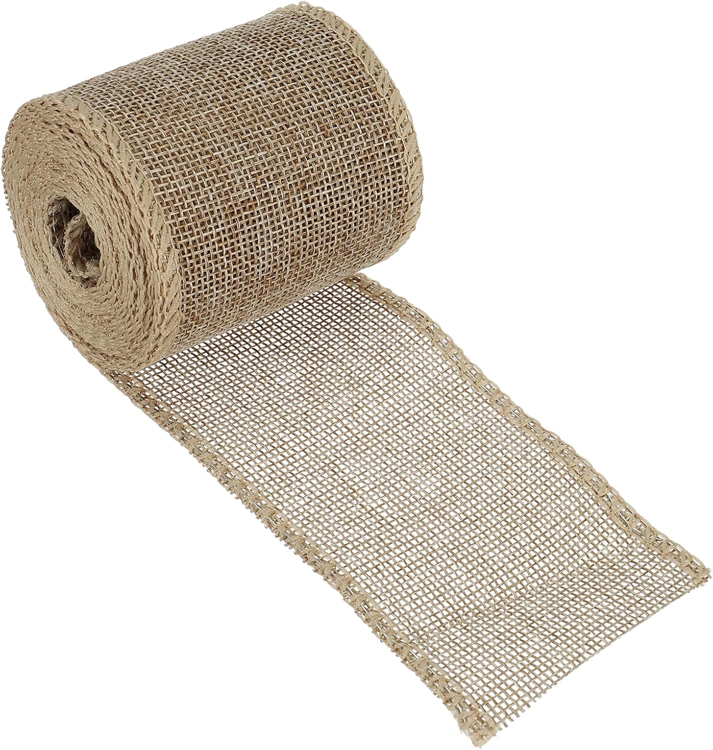 PATIKIL 2.36 Inch Wide 3.28 Yards Burlap Fabric Ribbon, 1 Pack Wired Jute Crafts Roll for Party Home DIY Wrapping Decoration Tan