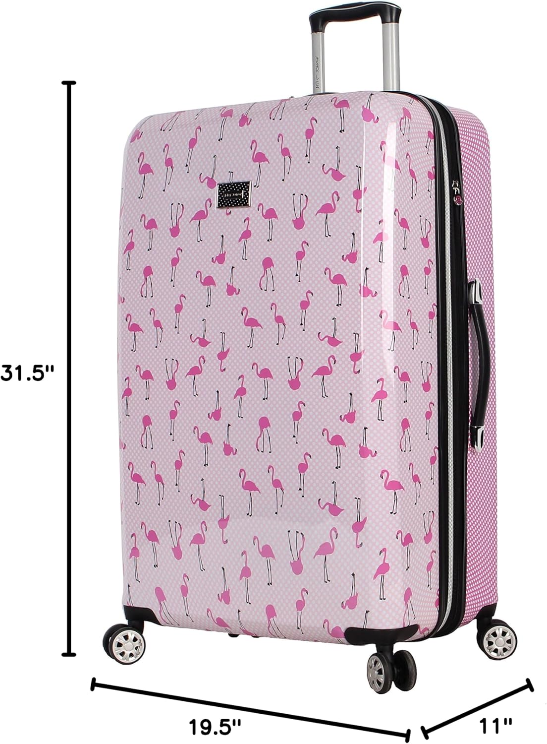 Betsey Johnson 30 Inch Checked Luggage Collection - Expandable Scratch Resistant (ABS + PC) Hardside Suitcase - Designer Lightweight Bag with 8-Rolling Spinner Wheels