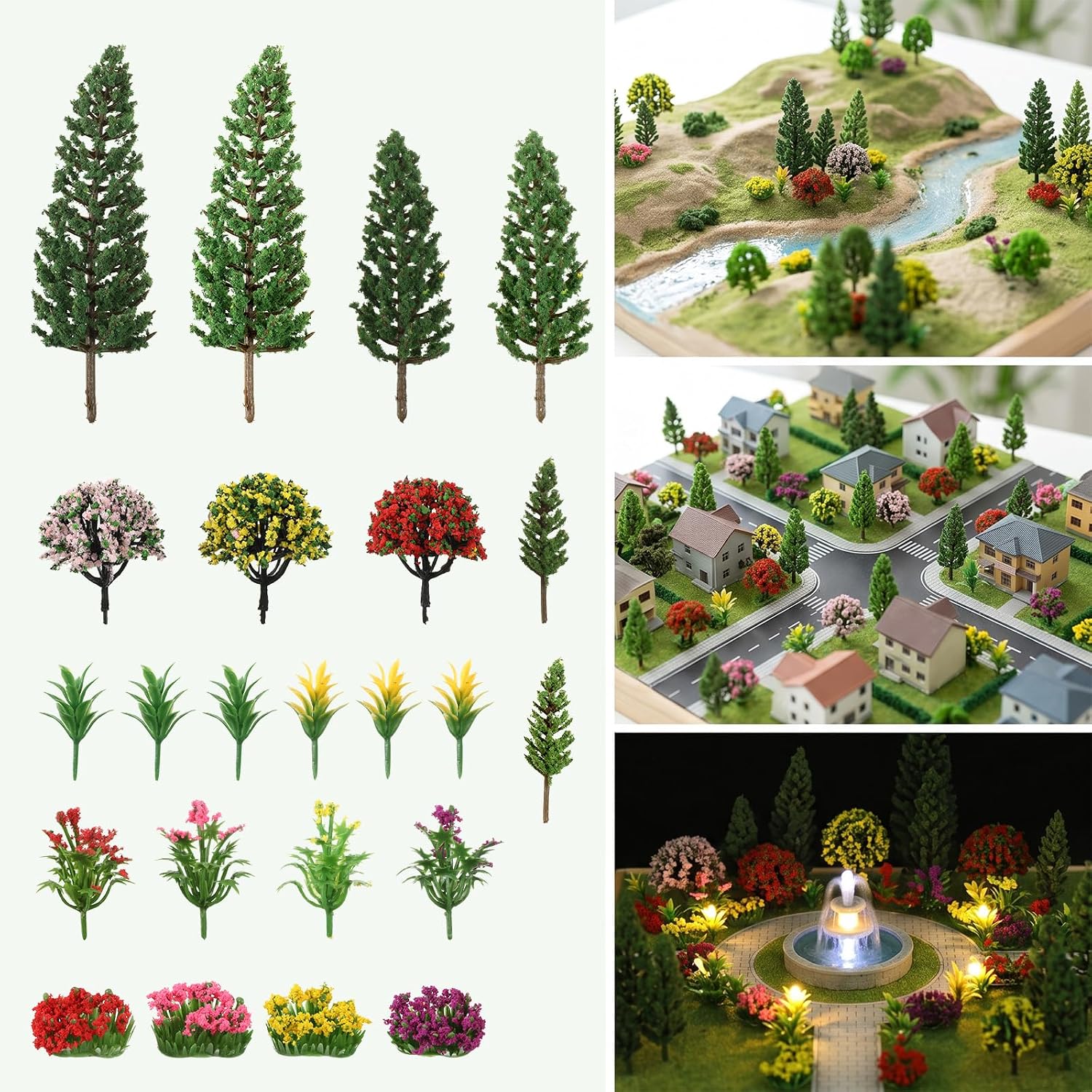 23 PCS Mixed Miniature Trees Fairy Garden Trees, Artificial Fake Model Tree