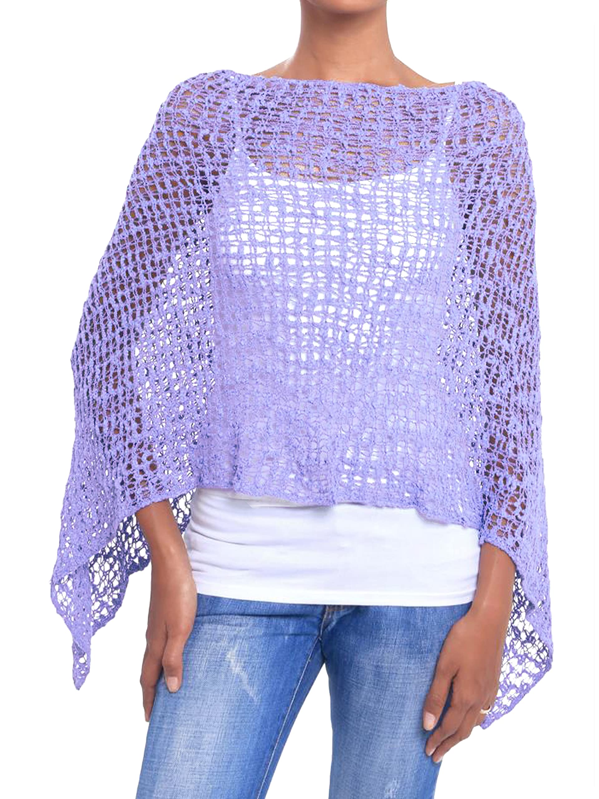 JOPHY & CO. Poncho pour femme, en maille à effet tricoté, couvre-épaules, au crochet, été et printemps, pour femme, léger et doux, (cod. 1511)