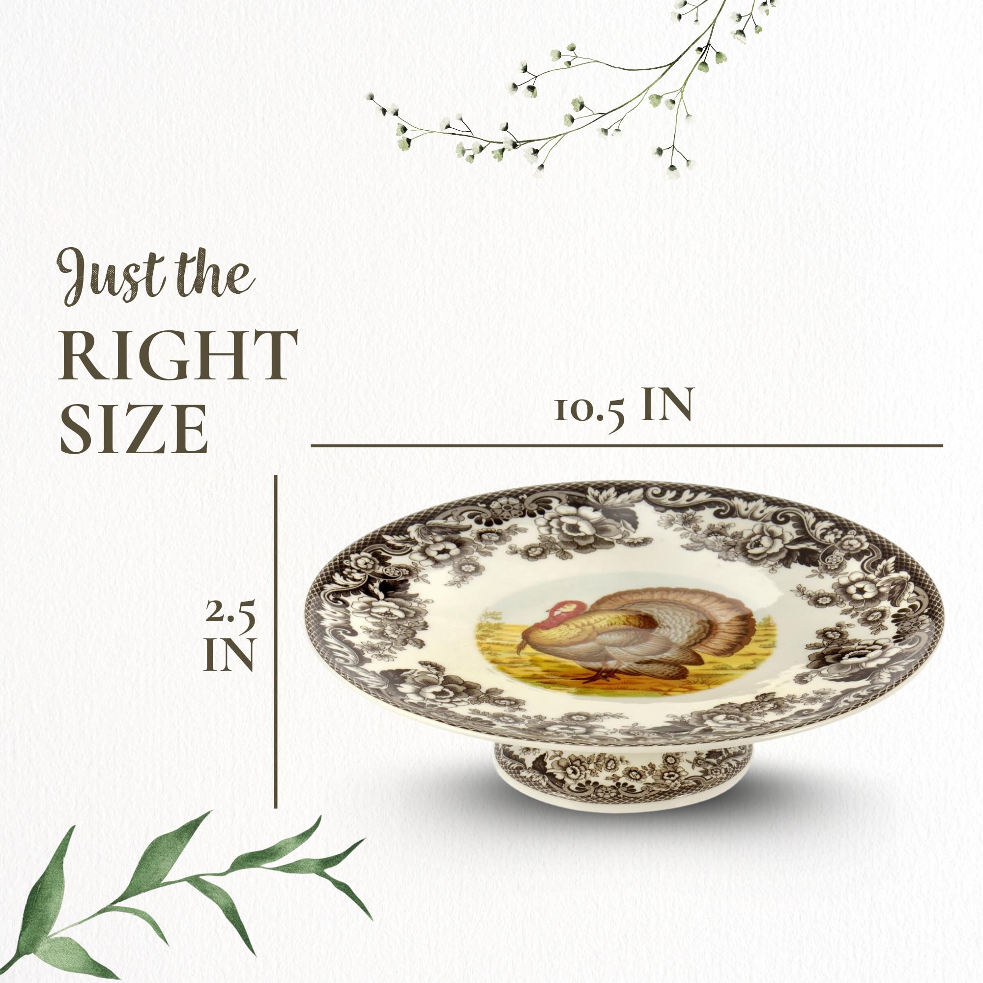 Amazon.com | Spode Woodland Turkey Footed Cake Plate - 10.5 Inch