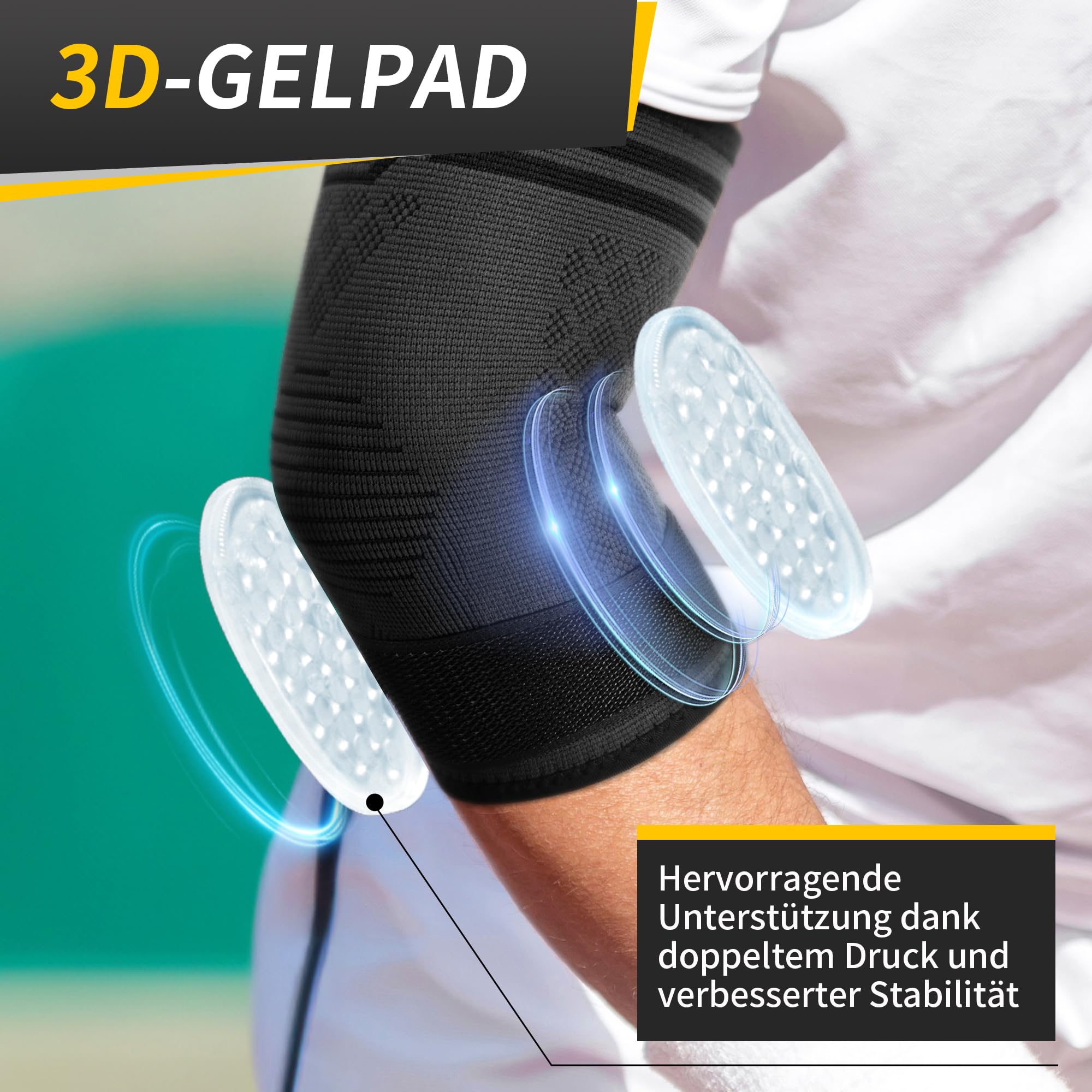 CAMBIVO 2 Pack Ellenbogenbandage mit Riemen & Gel-Polster, Tennisarm Bandage Herren Damen für Tendinitis, Arthritis, Bandage Ellenbogen für Gewichtheben, Golf, Tennis, Garden
