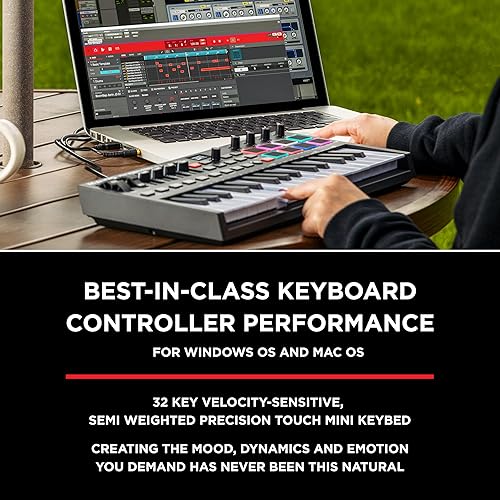 Miniatura 2 de M-Audio Oxygen Pro Mini - Controlador de teclado MIDI USB de 32 teclas con almohadillas de ritmo, botones asignables MIDI, botones y faders y