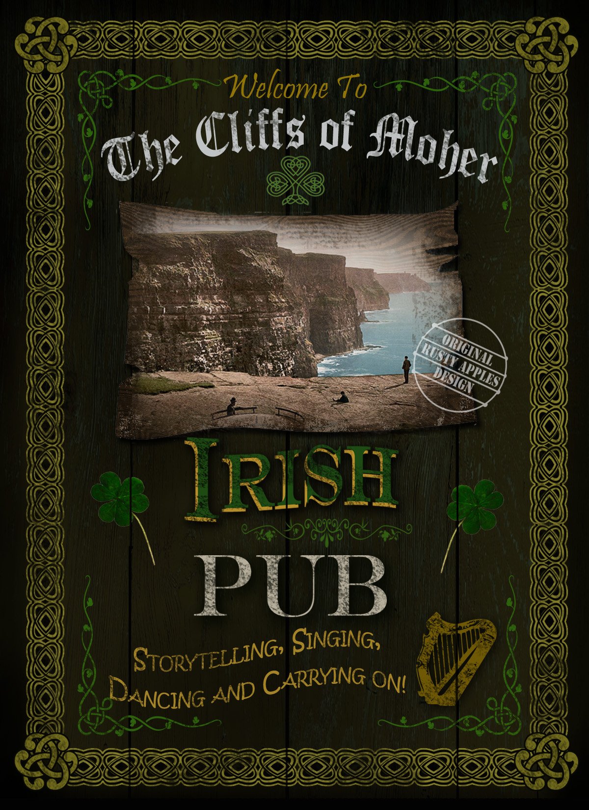 The Rusty Apples Metal Sign Co Irish Pub Sign The Cliffs Of Moher – Vintage - Style Metal Sign – 3 Sizes To Choose – Home Decor – Unique Gift (8” X 6” 200 X 150 Mm)