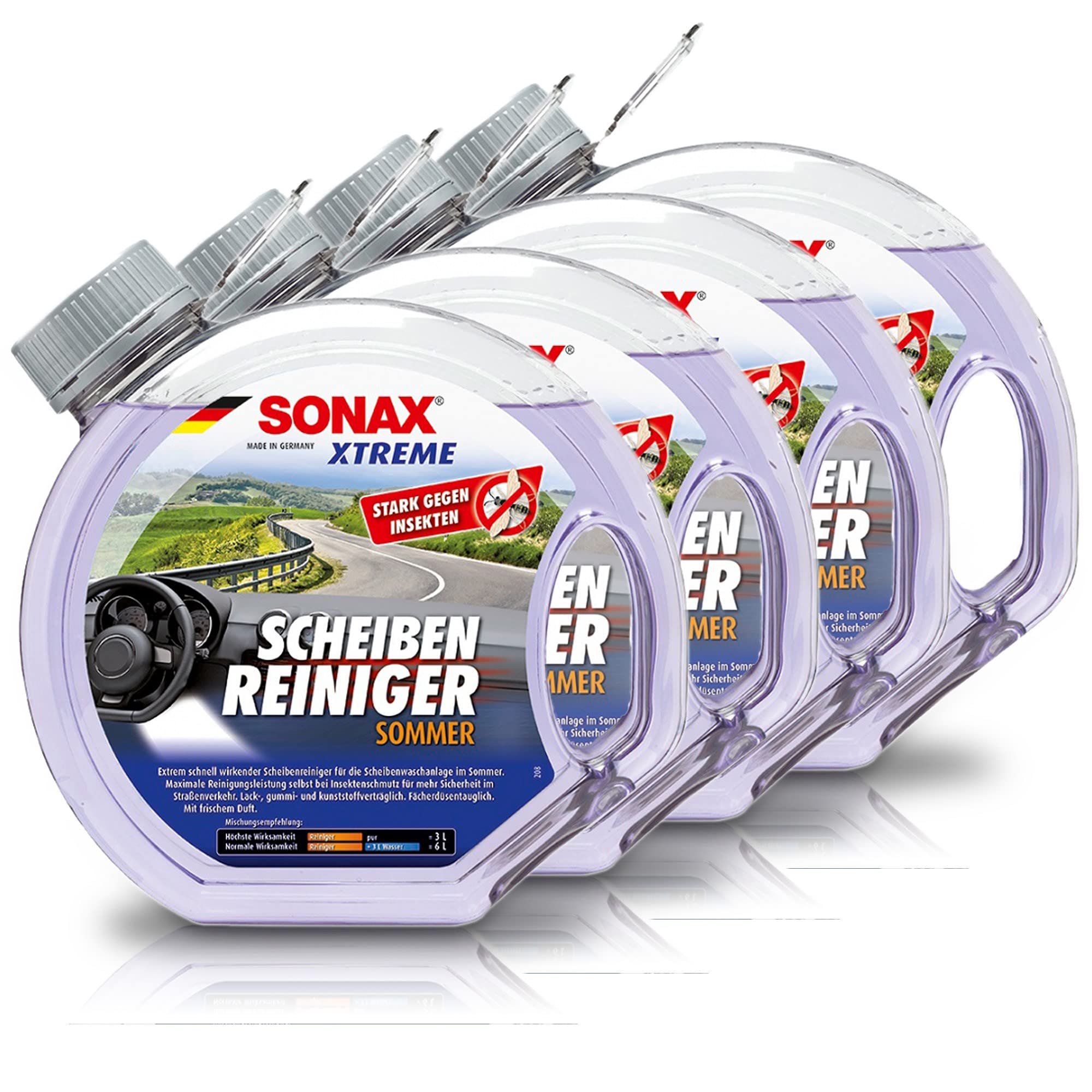 SONAX 4X 02724000 Xtreme ScheibenReiniger Sommer gebrauchsfertig 3L