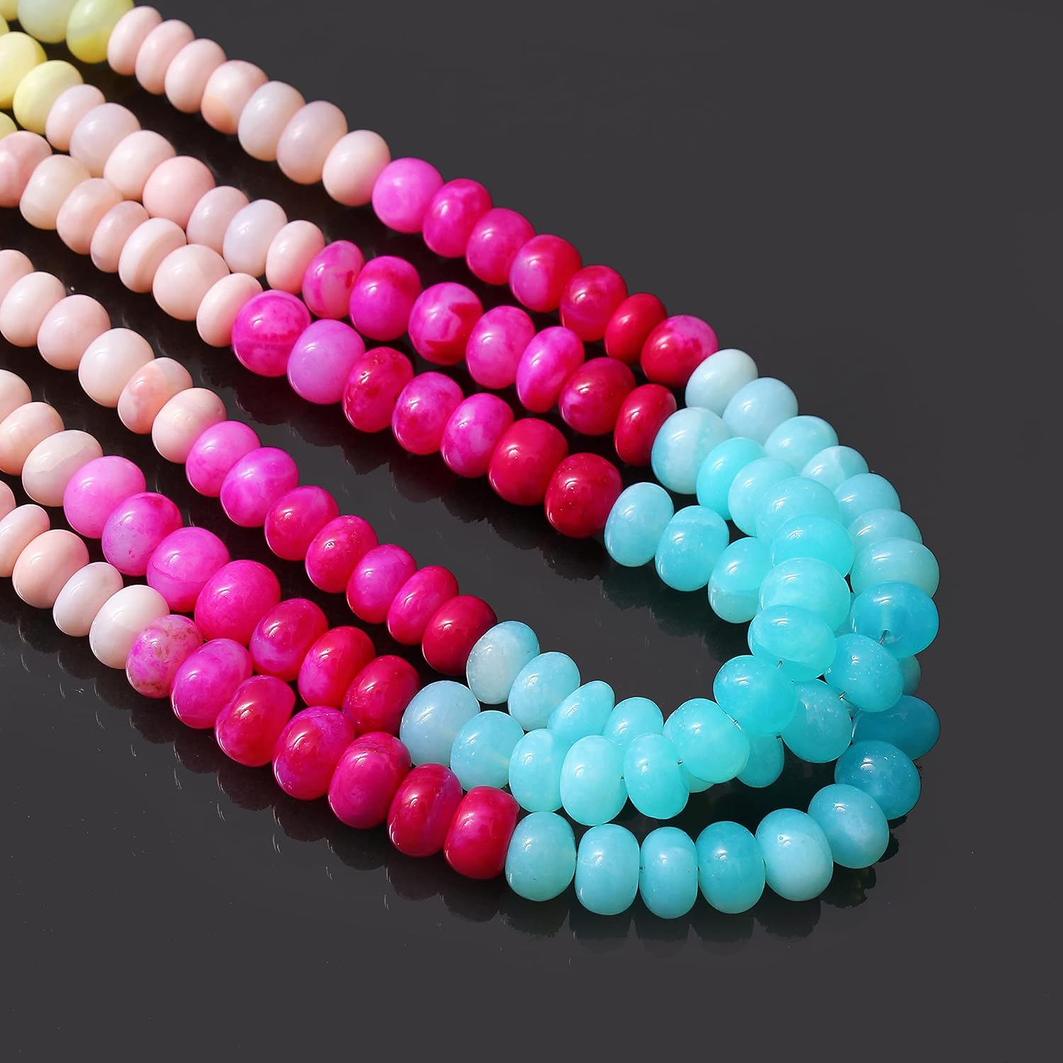 Candy Disco Opal Gemstone Beads, 8-9 mm Opal Colorful Beads, 16 Inch DIY Jewelry Beads by Gems Valley (AMB-5708)