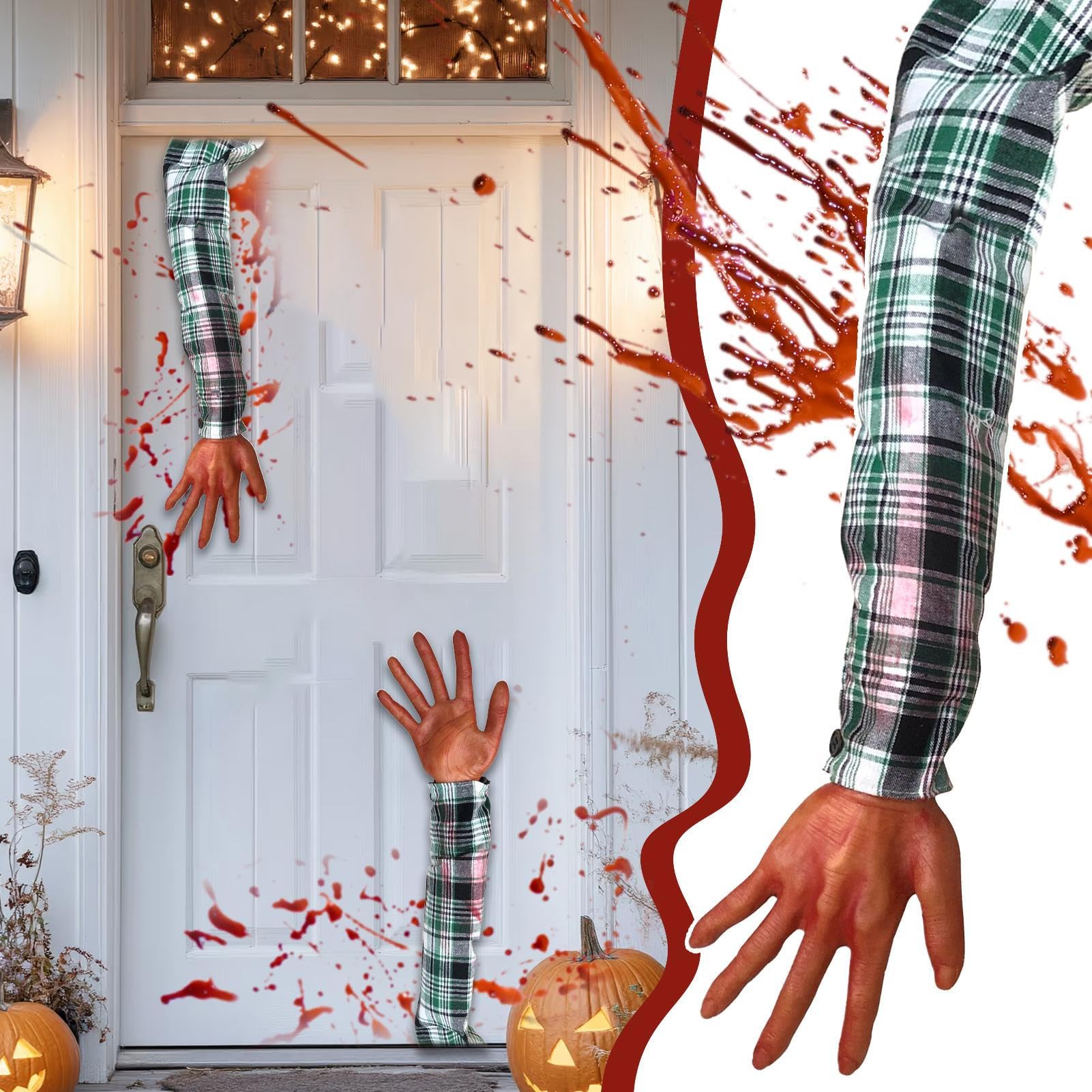 Faux Bras Effrayant Avec Manchon écossais - Accessoire Halloween Réutilisable, Cosplay, Farce Ou Décoration Maison Hantée, Réaliste Et Durable